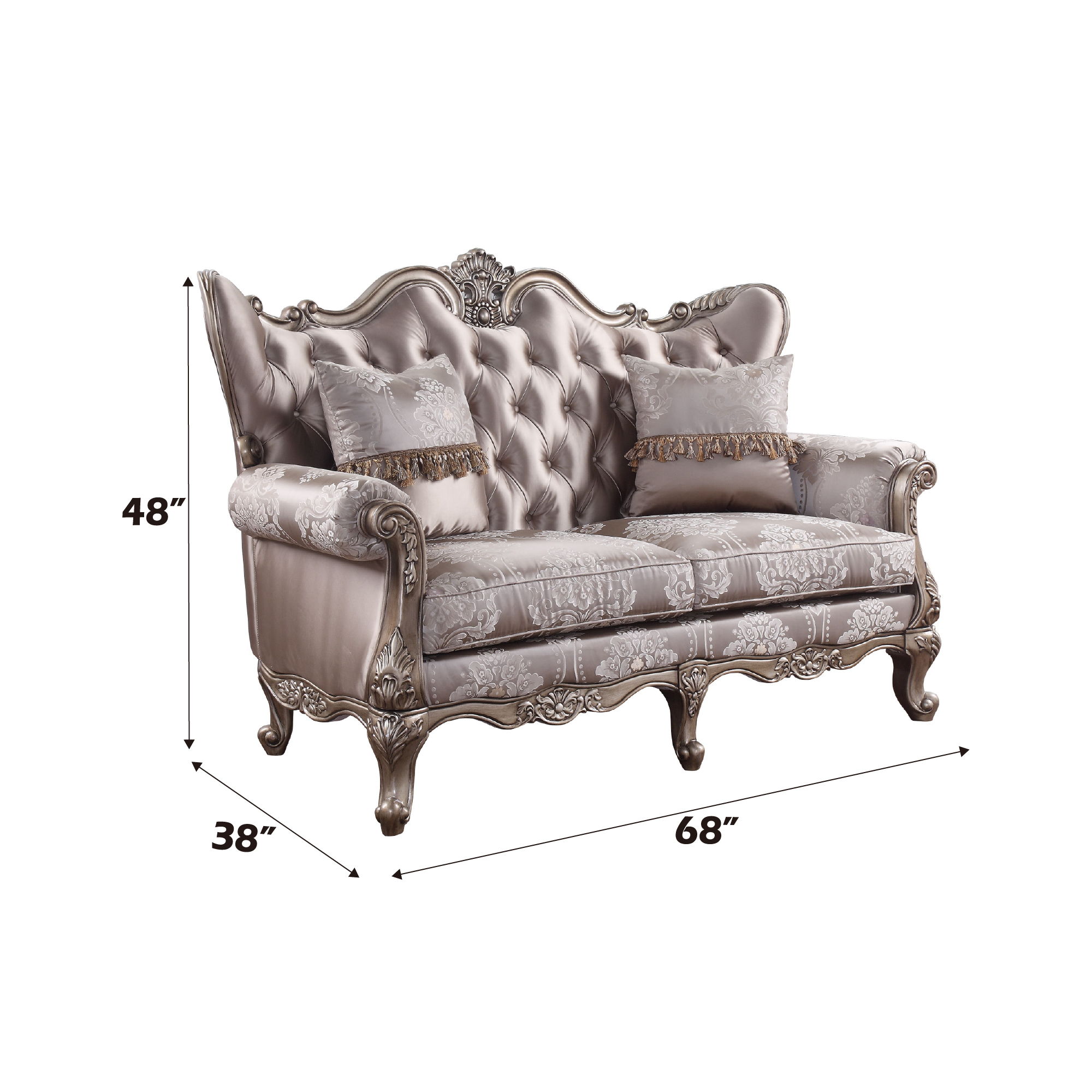 Jayceon - Loveseat With 2 Pillows - Fabric & Champagne, beige, view 4