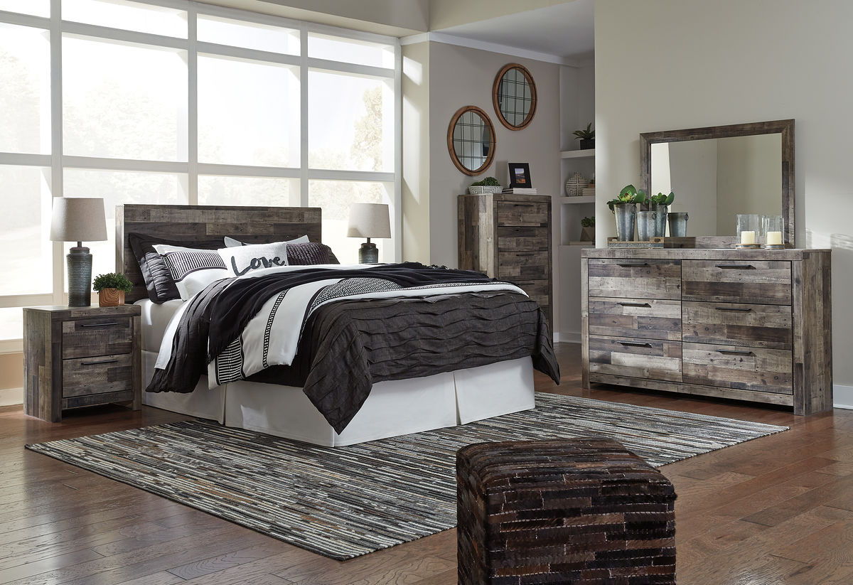 Derekson - Queen Panel Headboard with Bolt on Bed Frame - Multi Gray