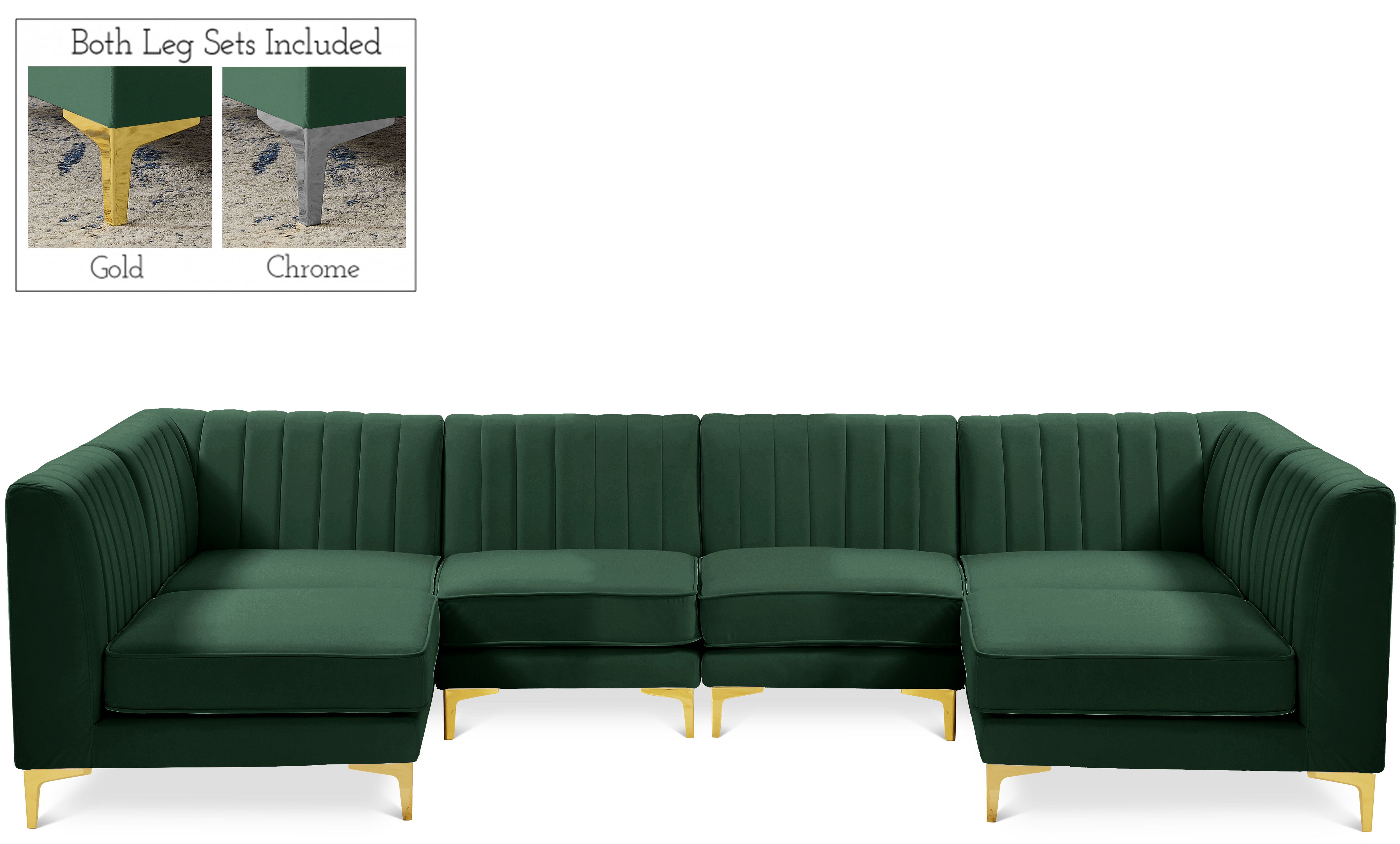 Alina - 6 Piece Modular U-Shaped Sectional - Green