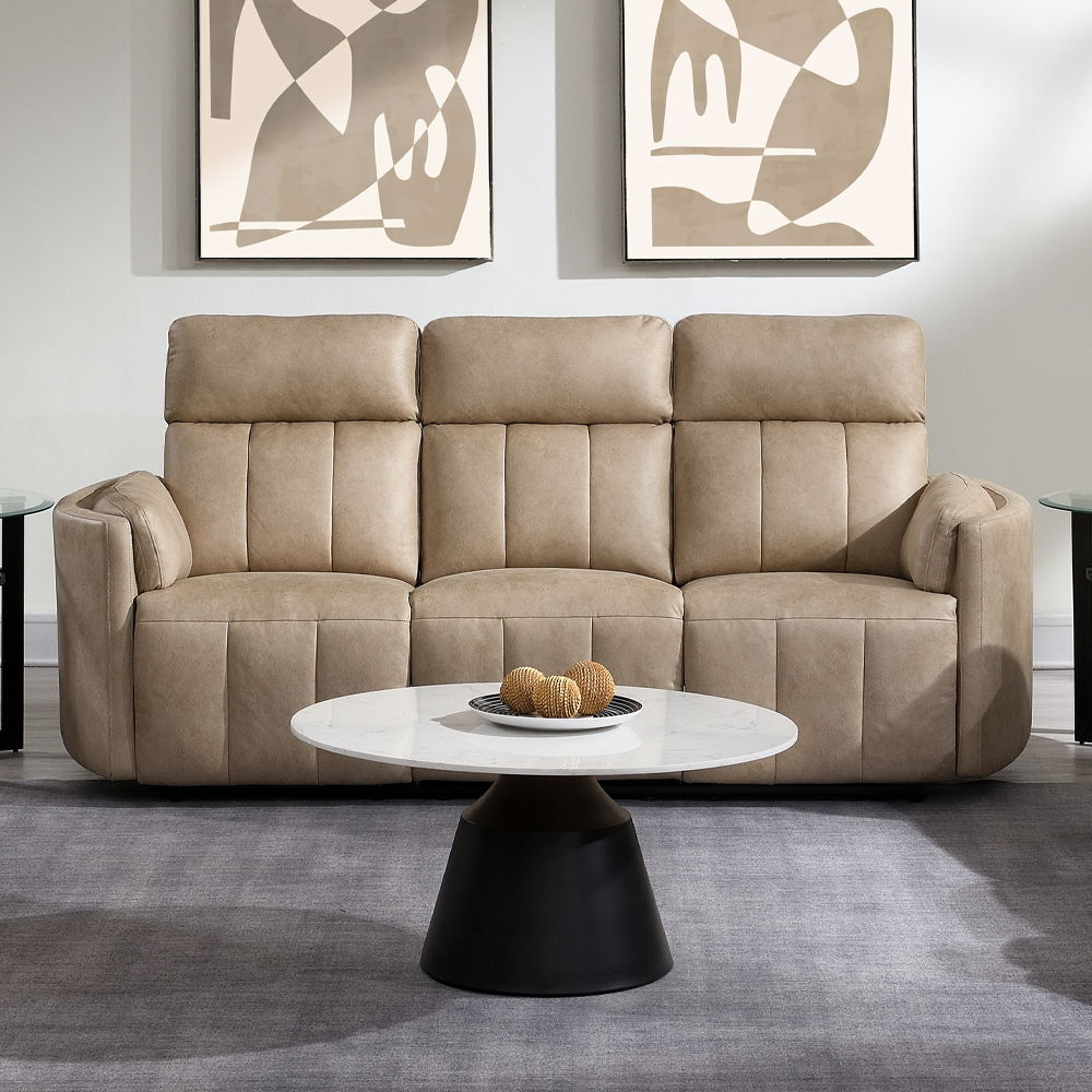 Elison - Motion Sofa - Dark Beige Polish Microfiber, beige