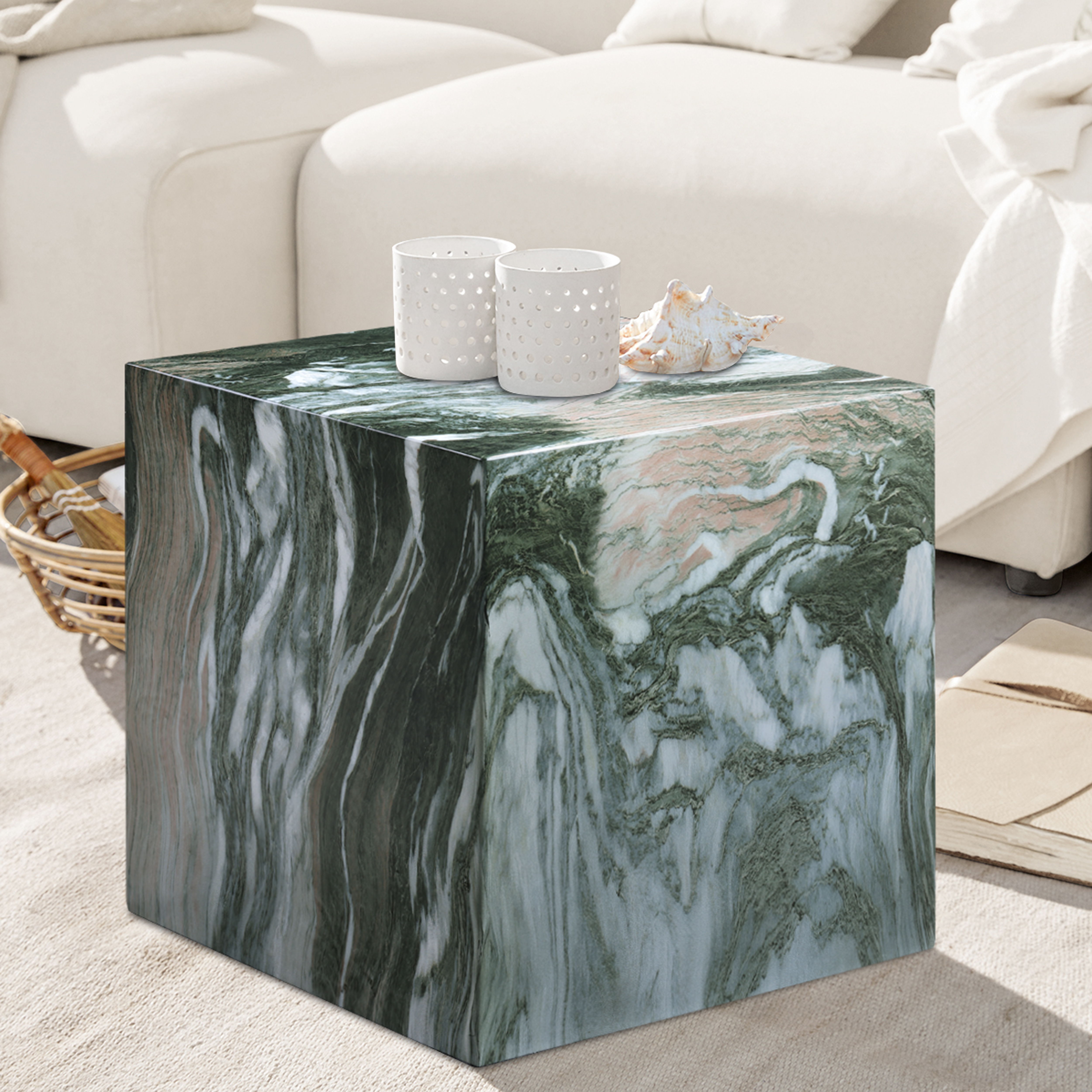 Piazza - Marble Finish Concrete End Table - Green