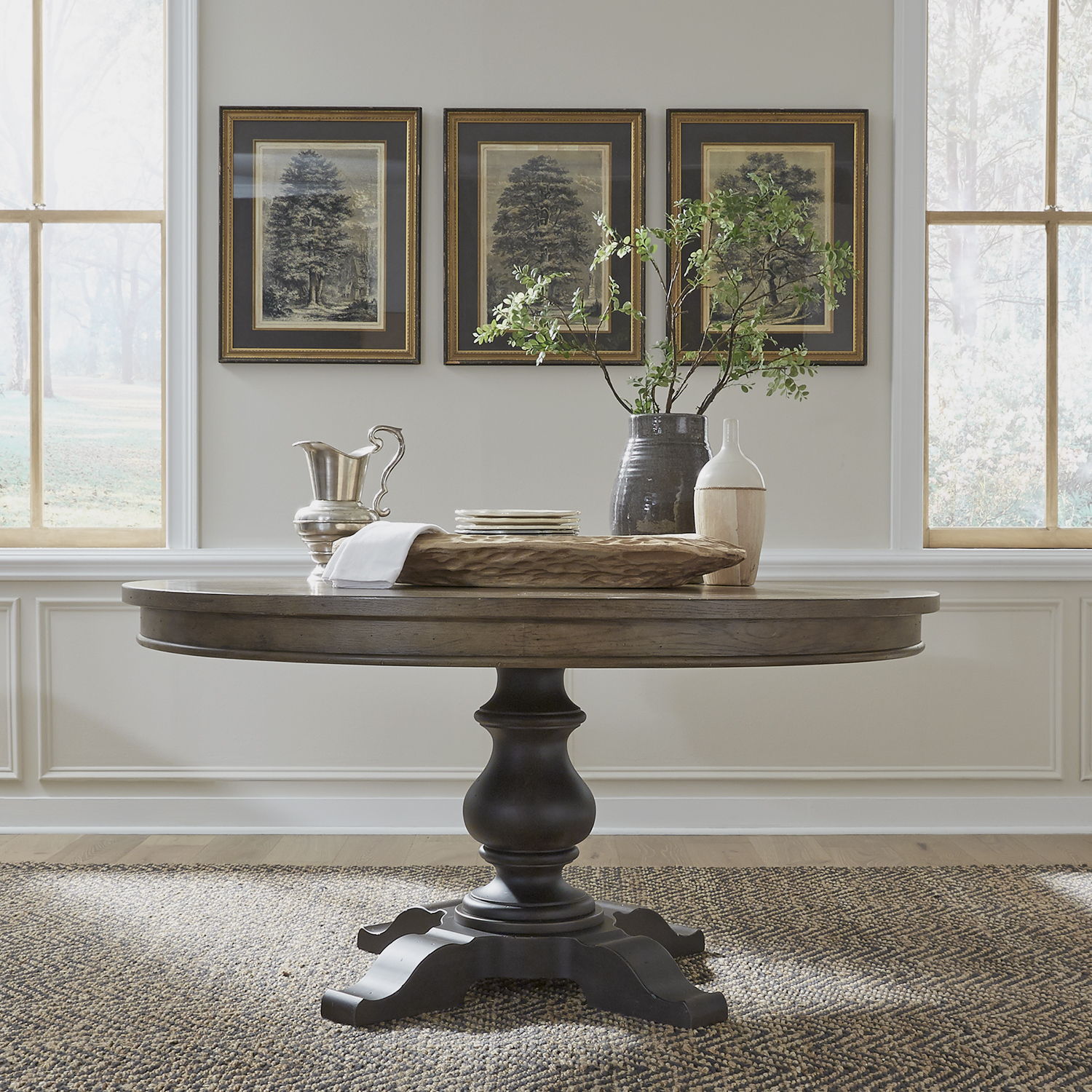 Liberty Furniture Americana Farmhouse - Pedestal Table Set - Light Brown