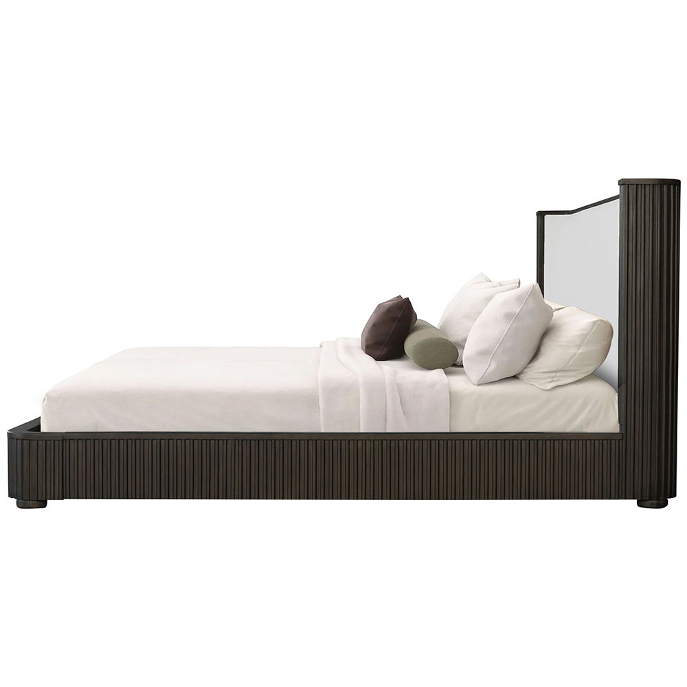 Clayten - Queen Bed - Fabric & Espresso, dark brown, view 2
