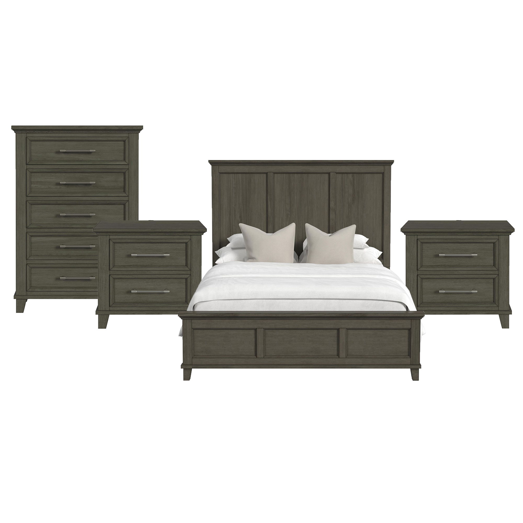 Queen · 4 Pc · Bedroom Set With 2 Nightstands & Chest