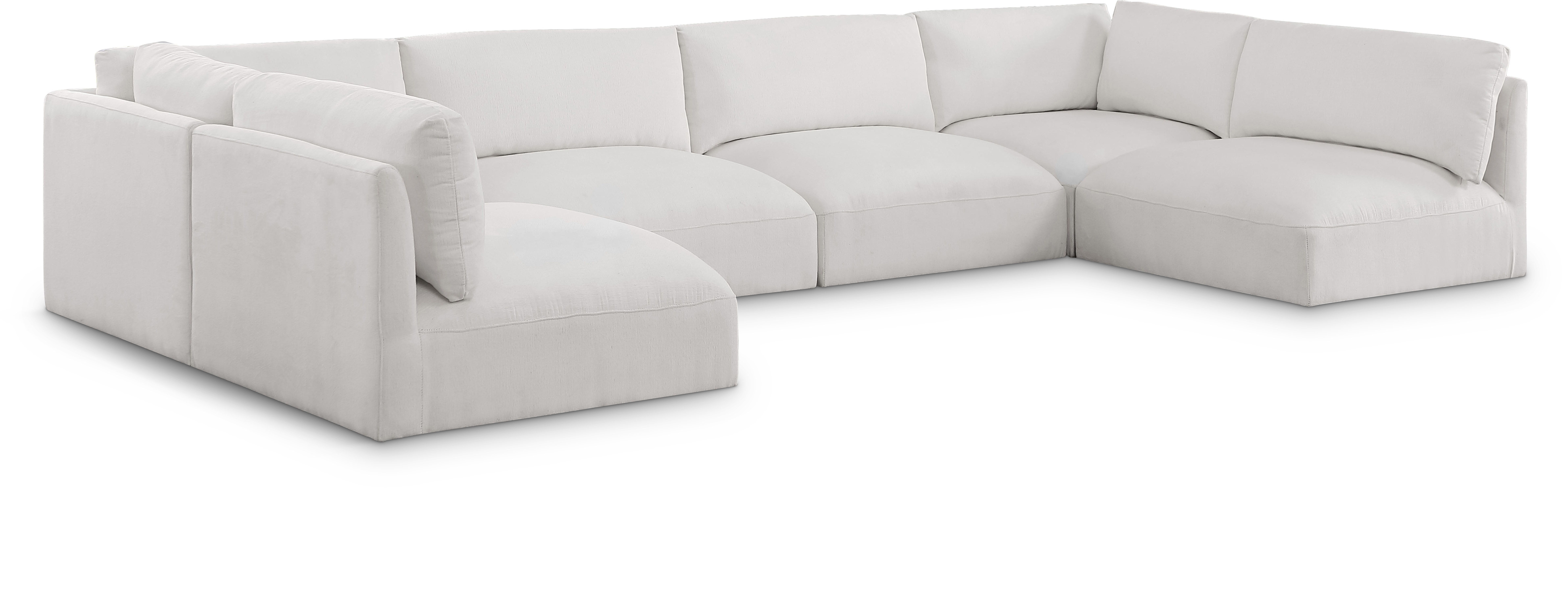 Ease - 6 Piece Modular U-Shaped Sectional - Cream