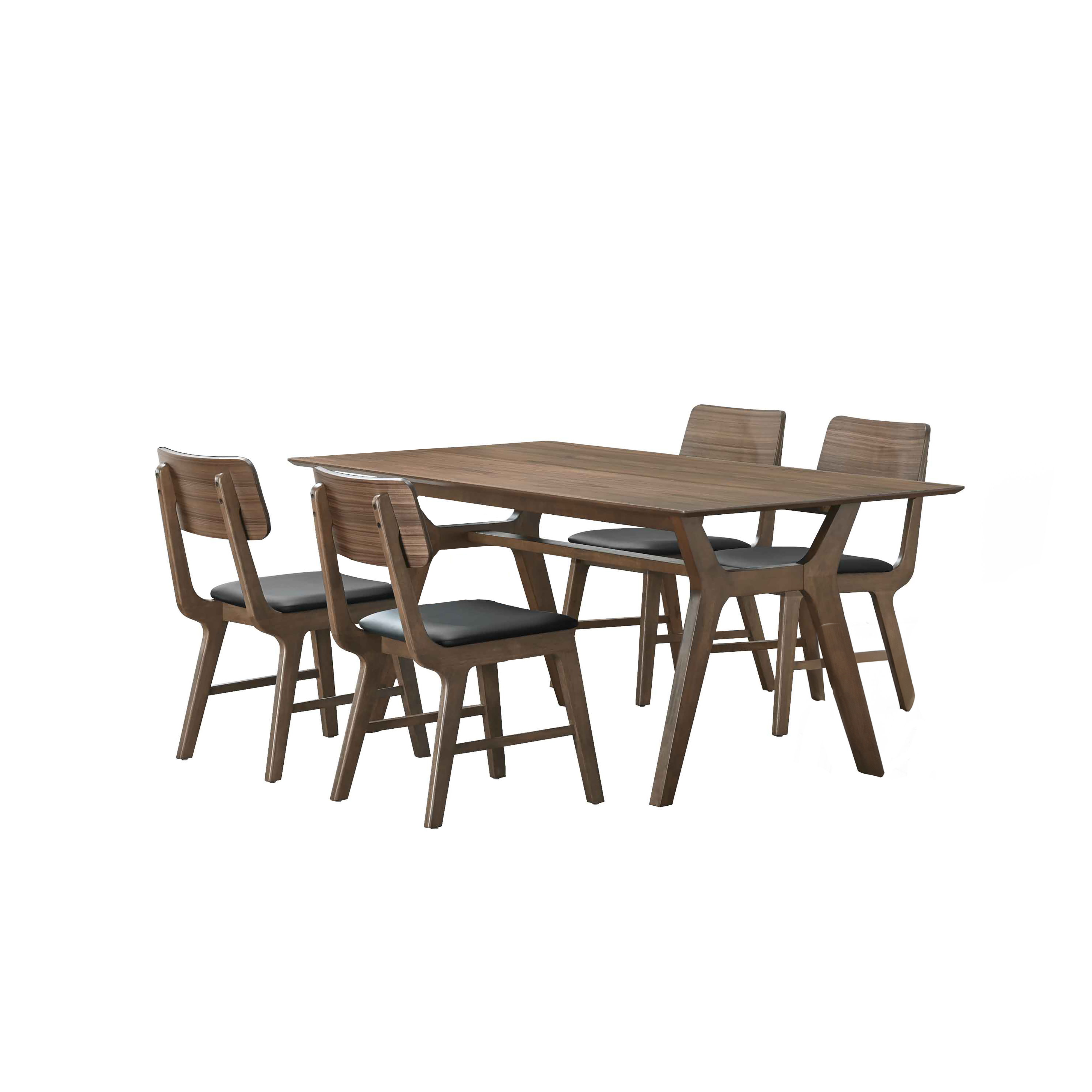 Thea - 70" Rectangular Dining Table With 4 Chairs - Brown / Black