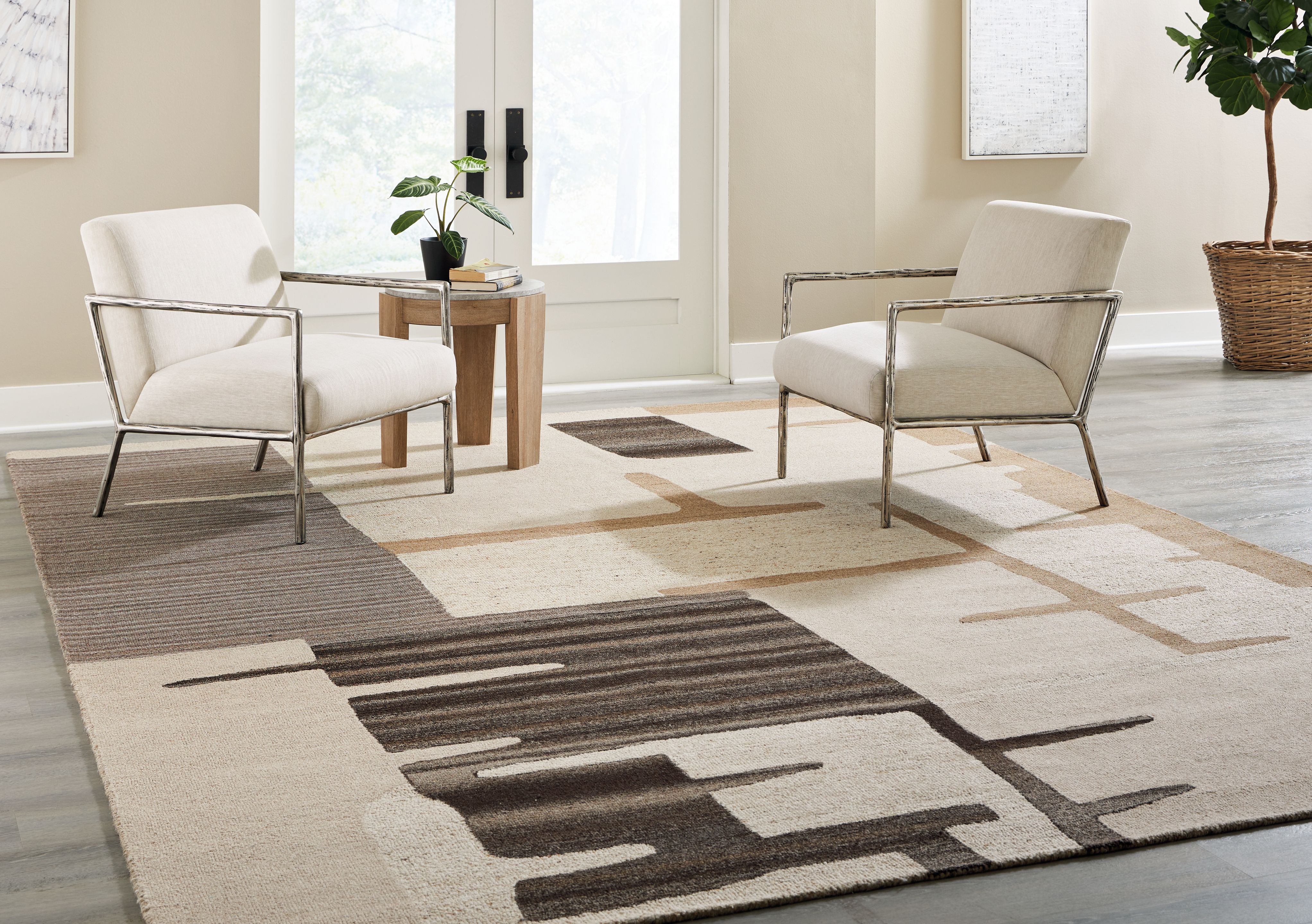 Ashley Furniture Kencher - 10' x 14' Rug - Beige / Brown - Image 4