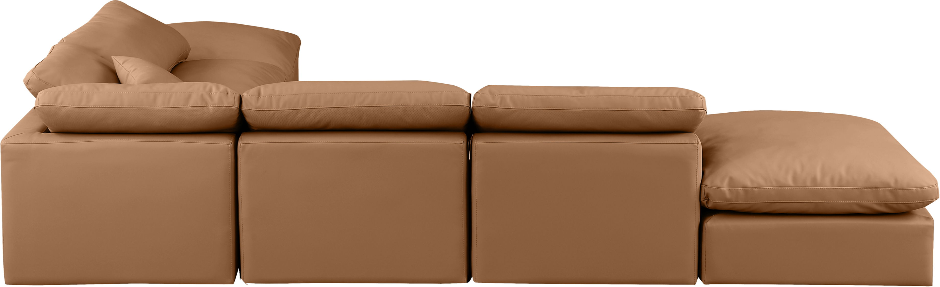 Indulge - Faux Leather 6 Piece Modular Armless Sectional - Cognac