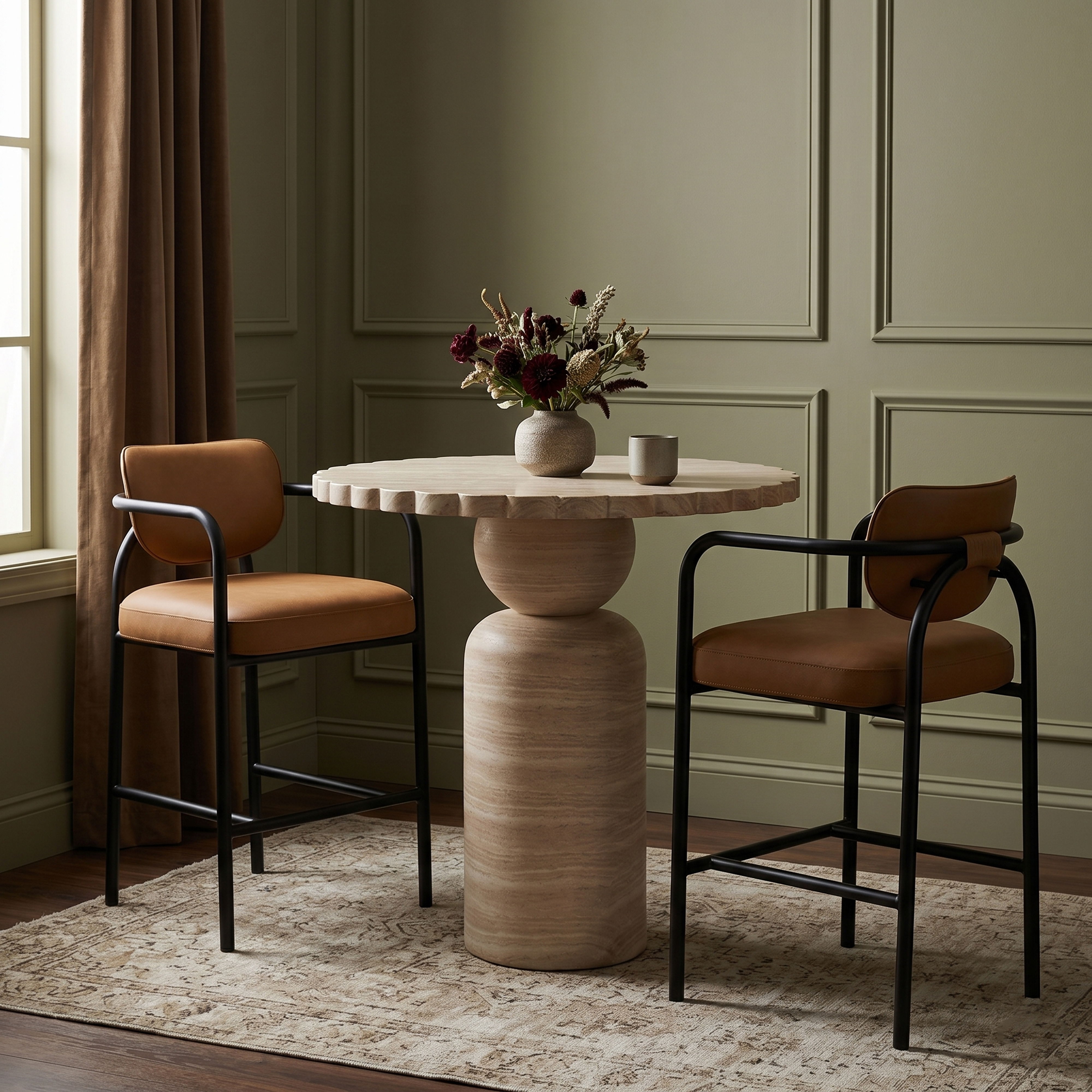 Serava - Vegan Leather Upholstered Bar Stool - Cognac