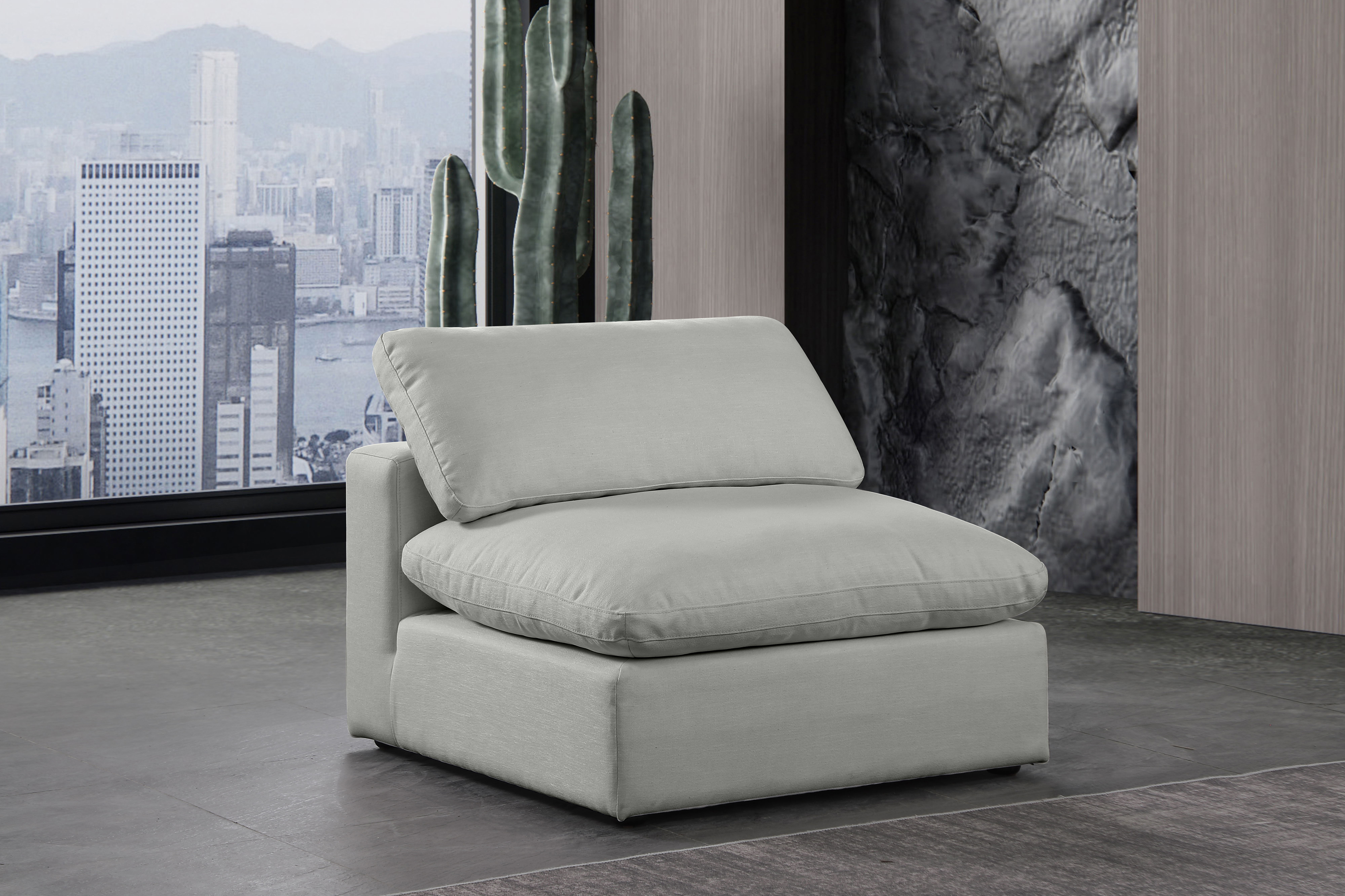 Comfy - Linen Armless Chair - Gray