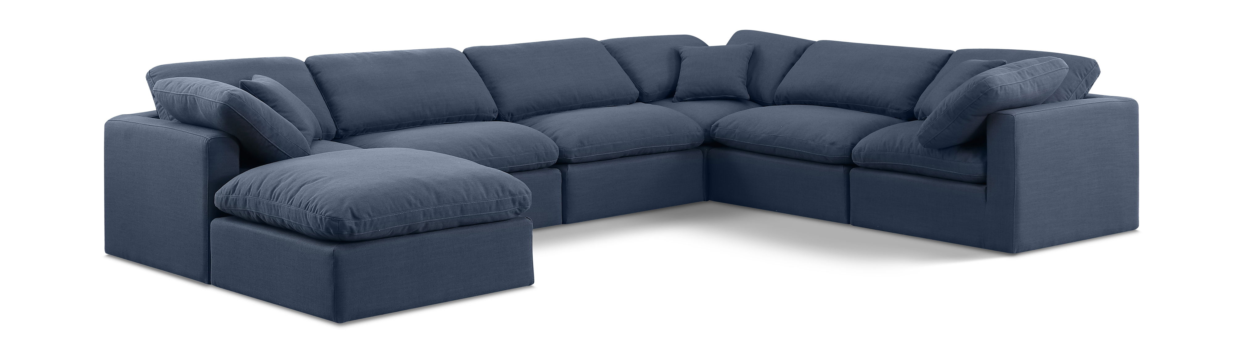 Indulge - Linen 7 Piece Modular Sectional - Navy