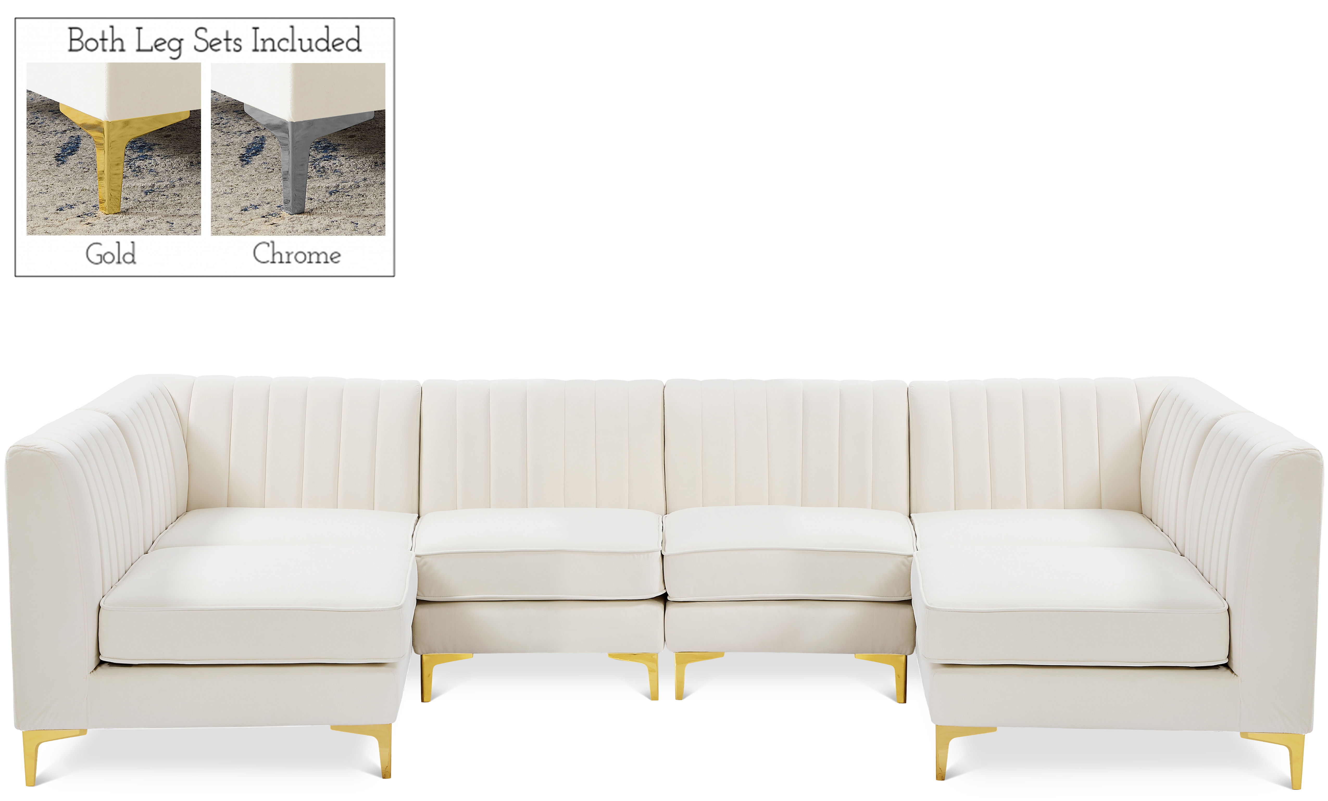Alina - 6 Piece Modular U-Shaped Sectional - Cream