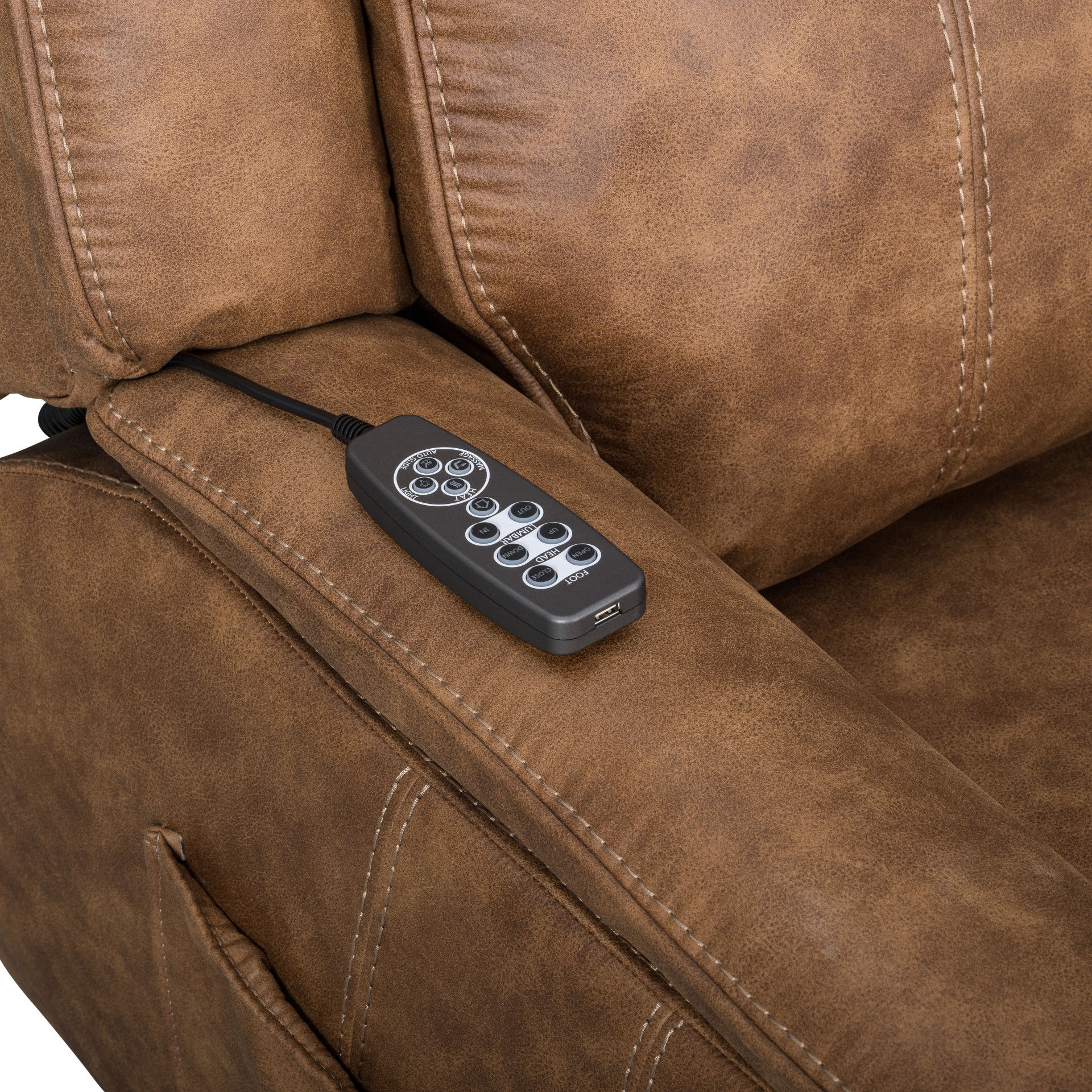 Kyra - Auto Glider Recliner With Power Headrest & Footrest - Saddle, light brown, view 7