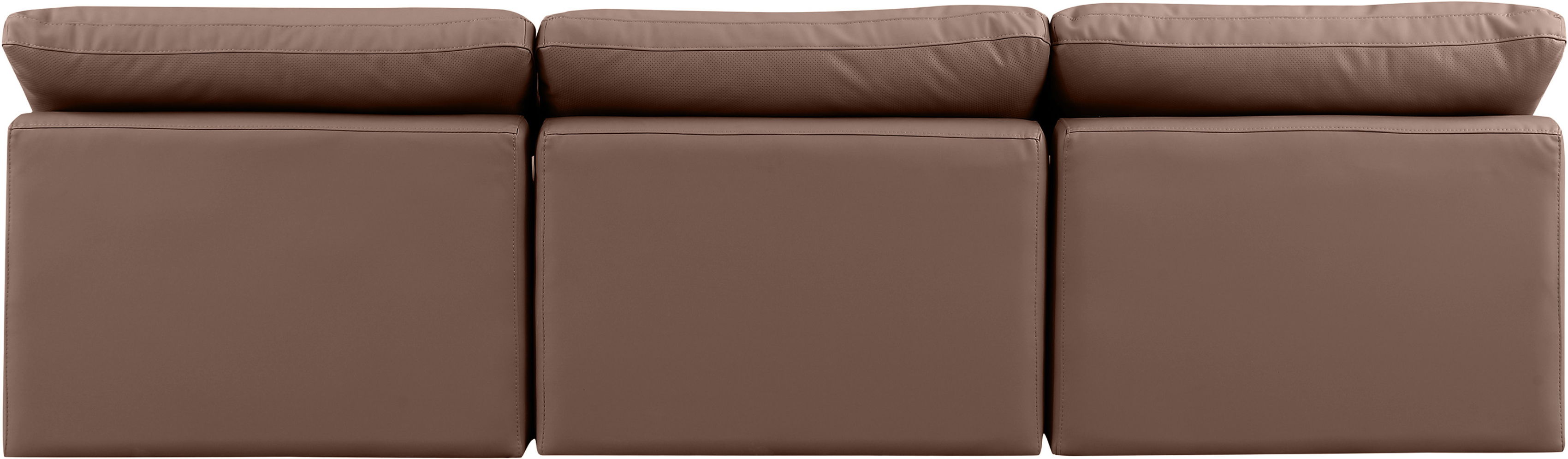 Indulge - Faux Leather 3 Piece Modular Armless Sofa - Brown