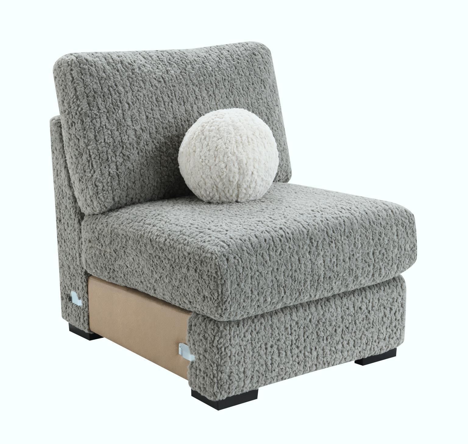 U282 - Corduroy Armless Chair - Gray