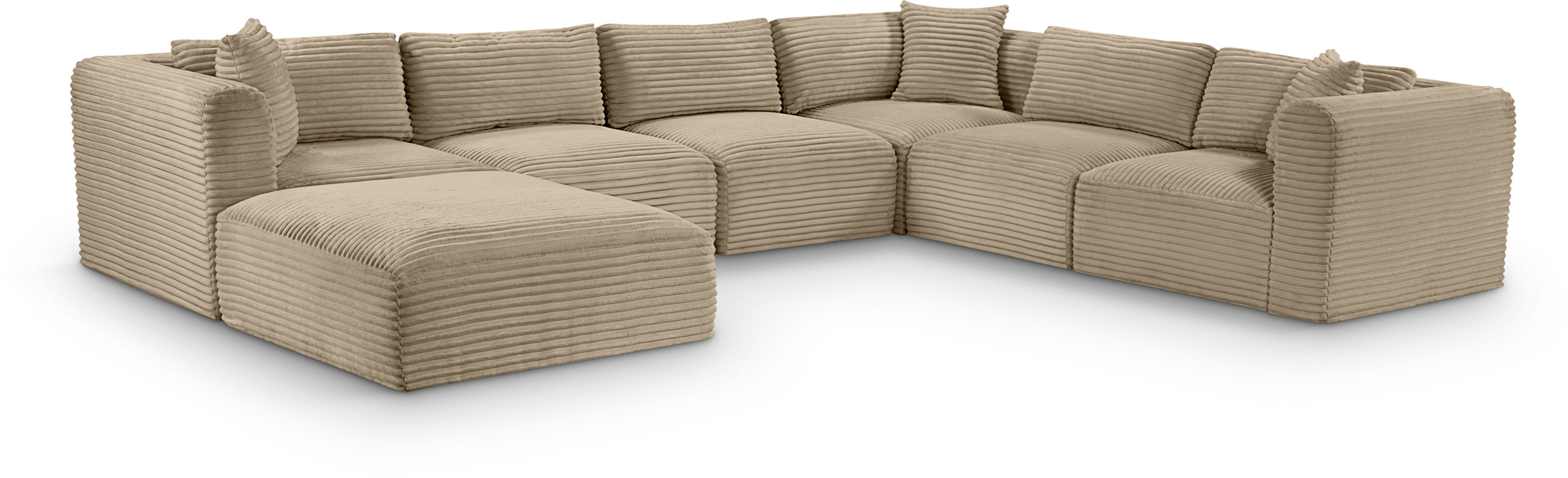 Shaggy - 7 Piece Modular U-Shaped Sectional With Ottoman - Taupe