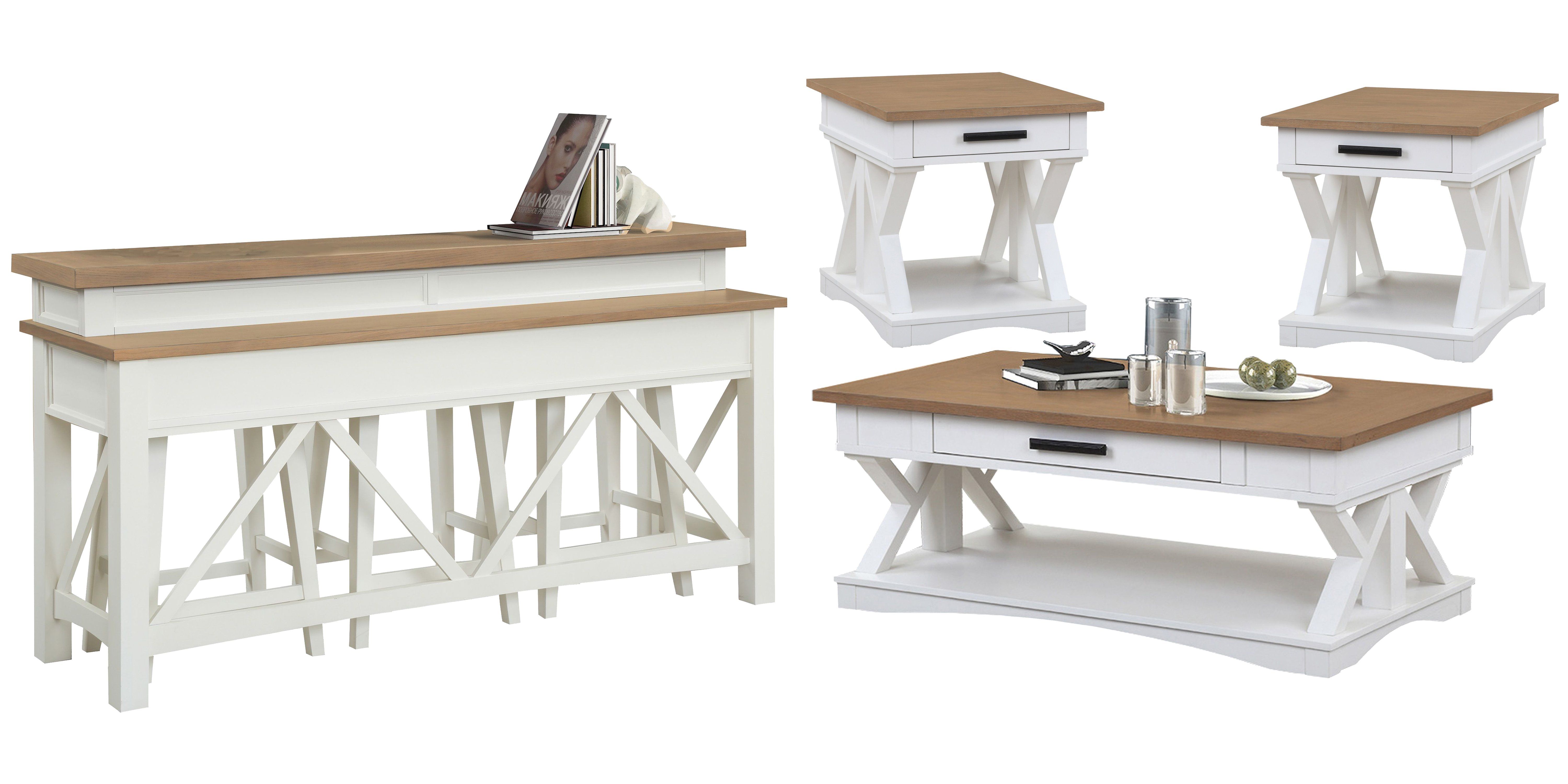 Americana Modern - Cocktail Table With 2 End Tables And Console Table With 3 Stools - Cotton Image