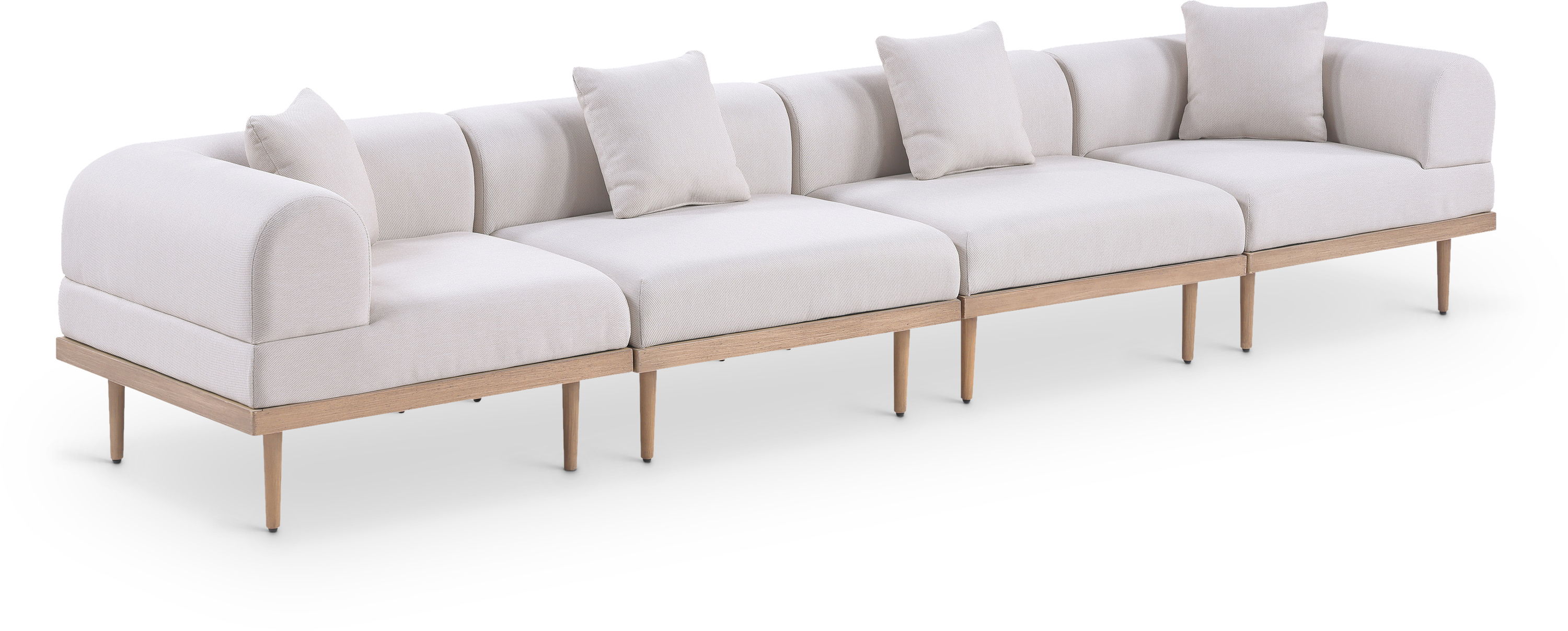 4 Pc · Resilient Water Resistant Fabric 142" Upholstered Outdoor Patio Modular Sofa