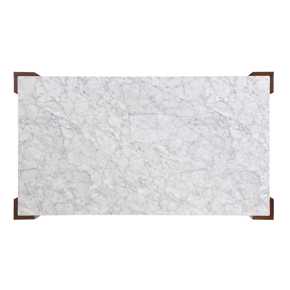 Hettie - Dining Table With Engineeed Stone Top - Engineered Stone Top & Brown, white, view 2