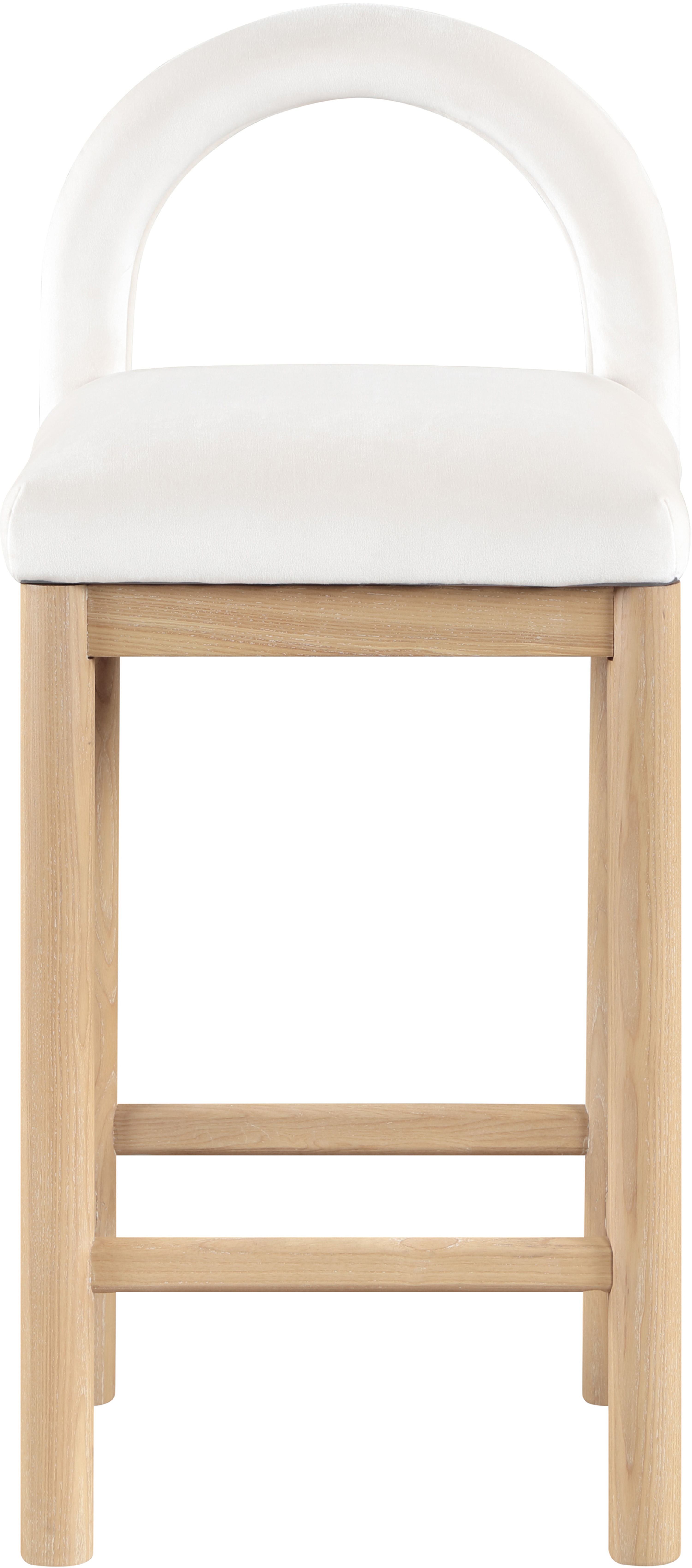 Conrad - Velvet Counter Stool With Natural Legs - Cream