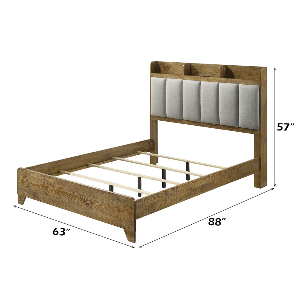 Garcia - Queen Bed With USB - Light Brown, light brown, view 6