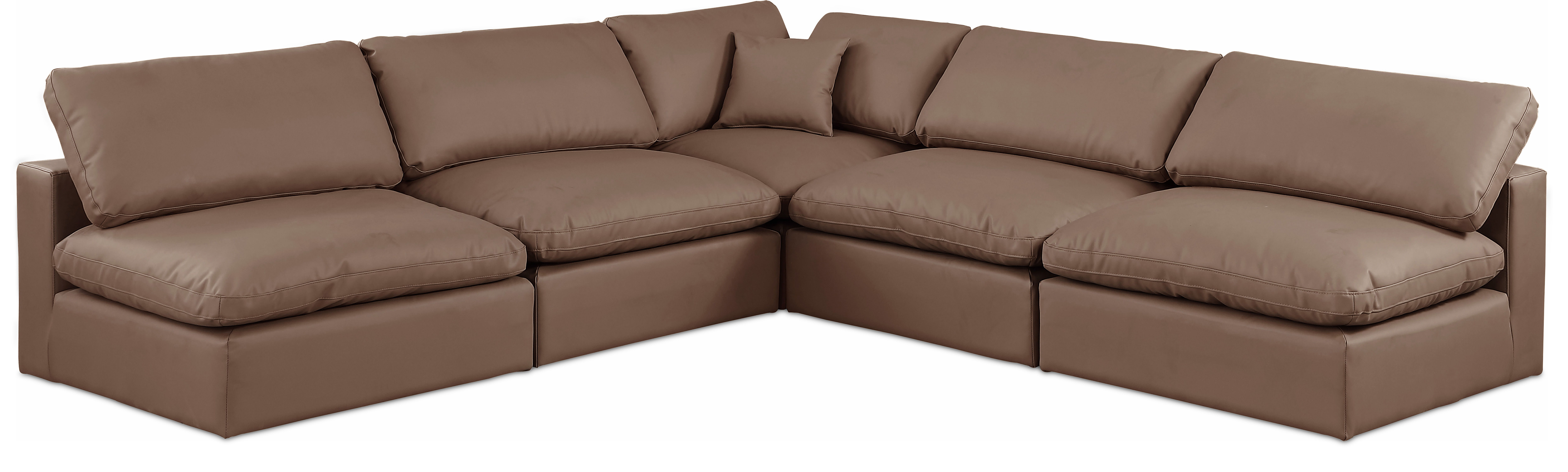 Comfy - 5 Piece Faux Leather Modular Corner Armless Sectional - Brown