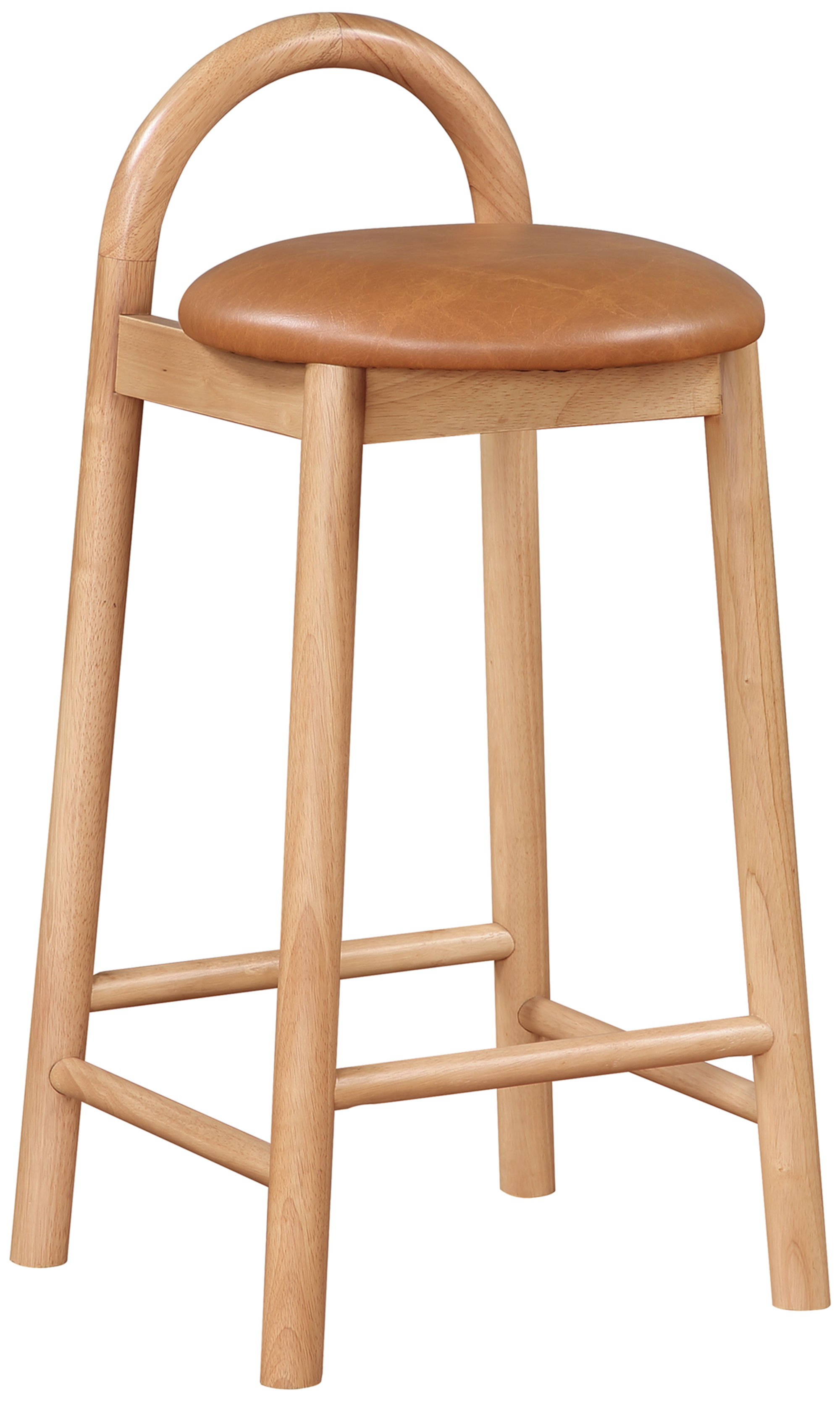 Calvin - Stool With Natural Base - Cognac