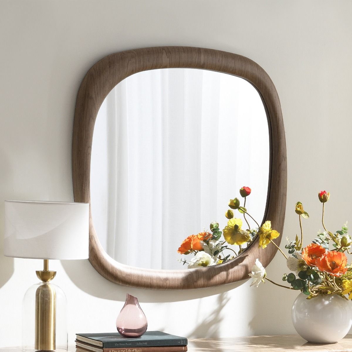 Markku - Aceent Mirror - Oak, dark brown, view 6