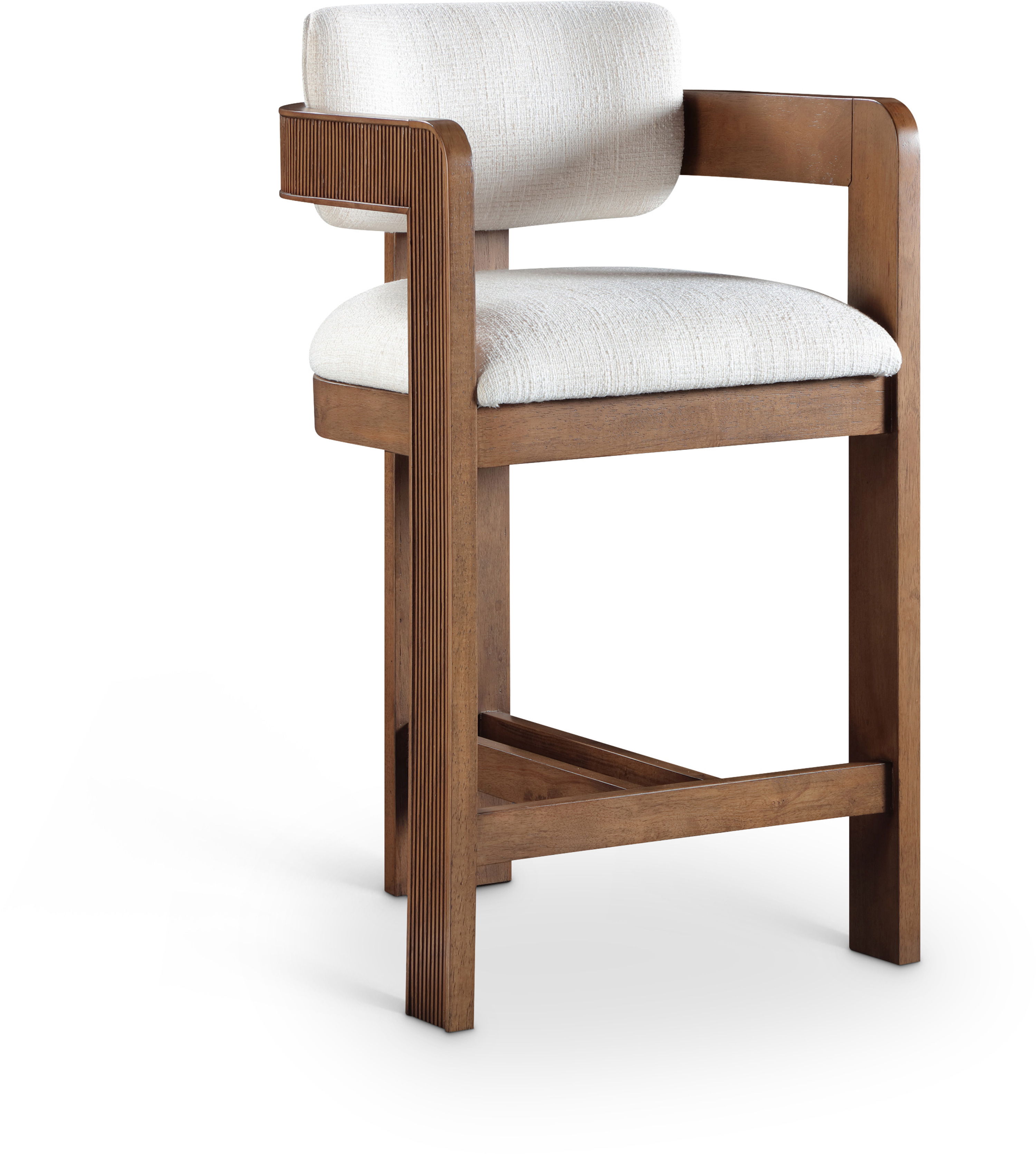Sacha - Linen Stool With Brown Base - Cream