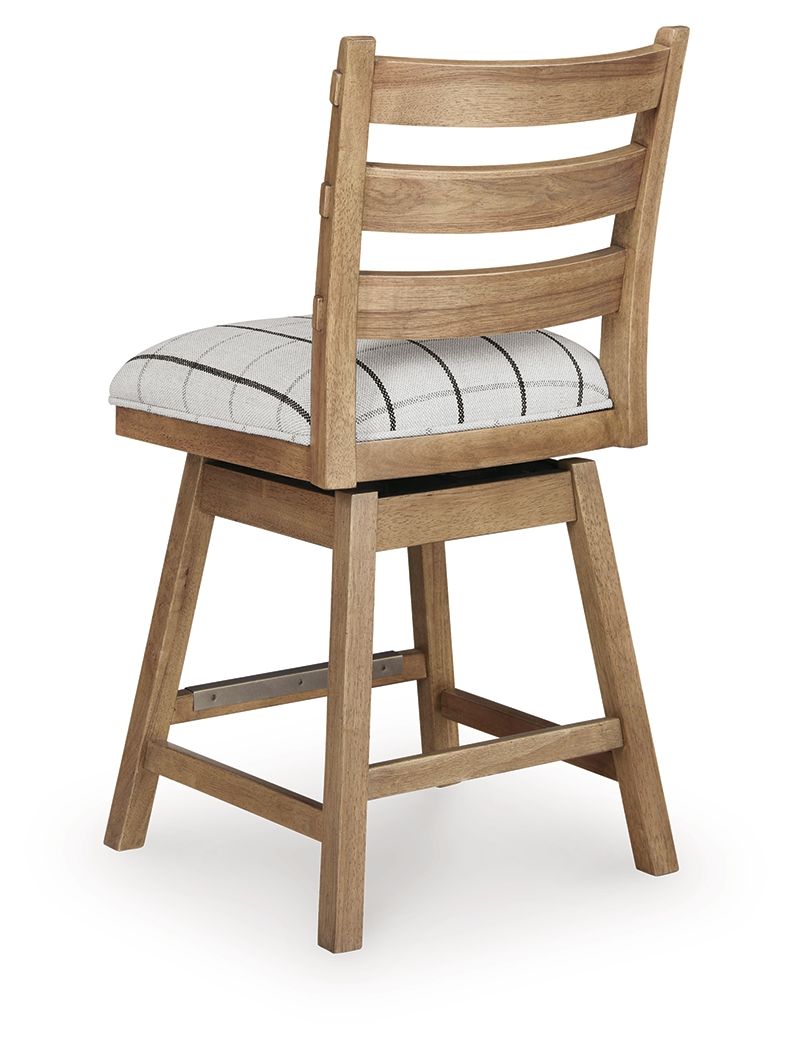 Ashley Furniture Ridgester - Upholstered Swivel Barstool (Set of 2) - Light Brown - Image 6
