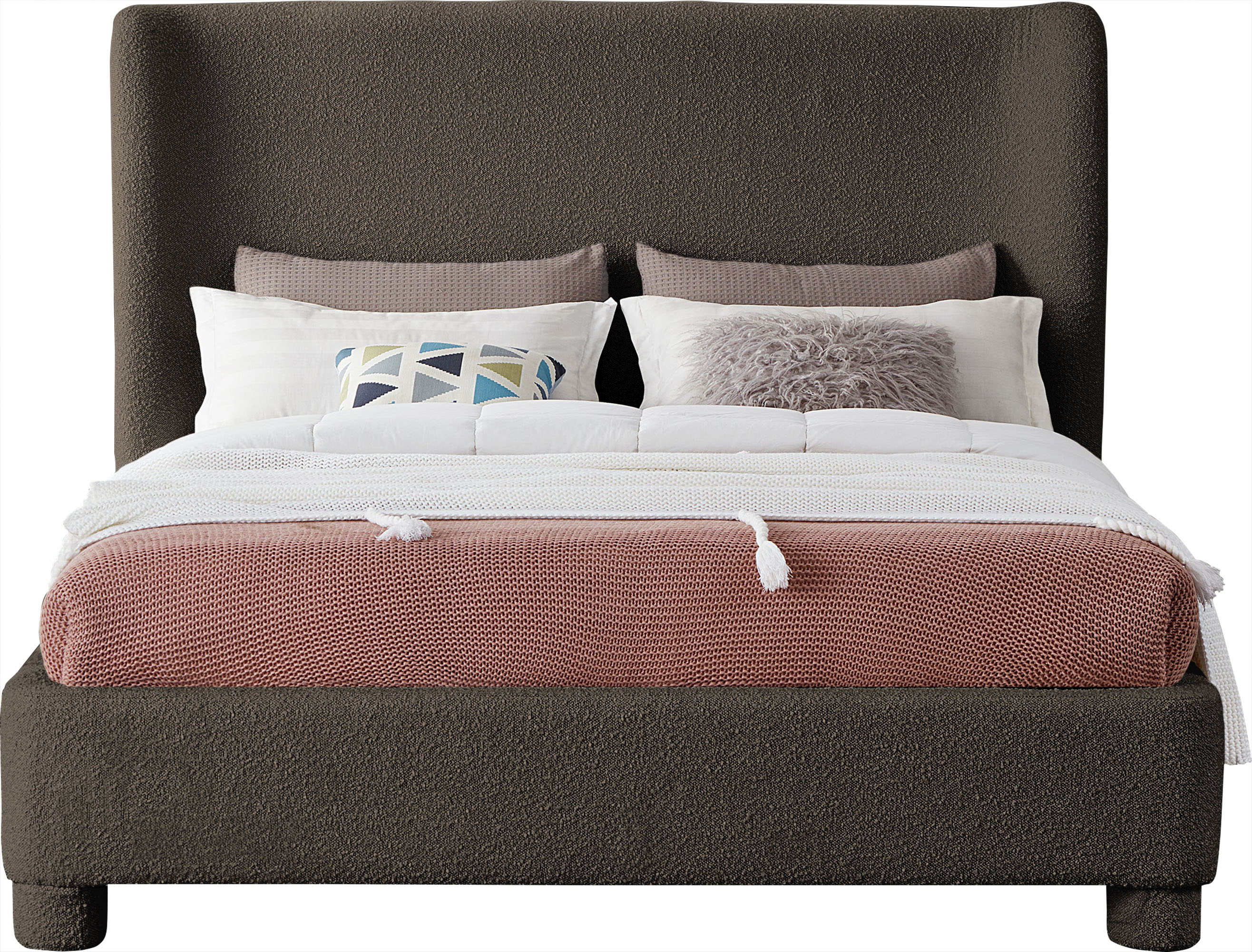Penny - Boucle Fabric King Bed - Brown