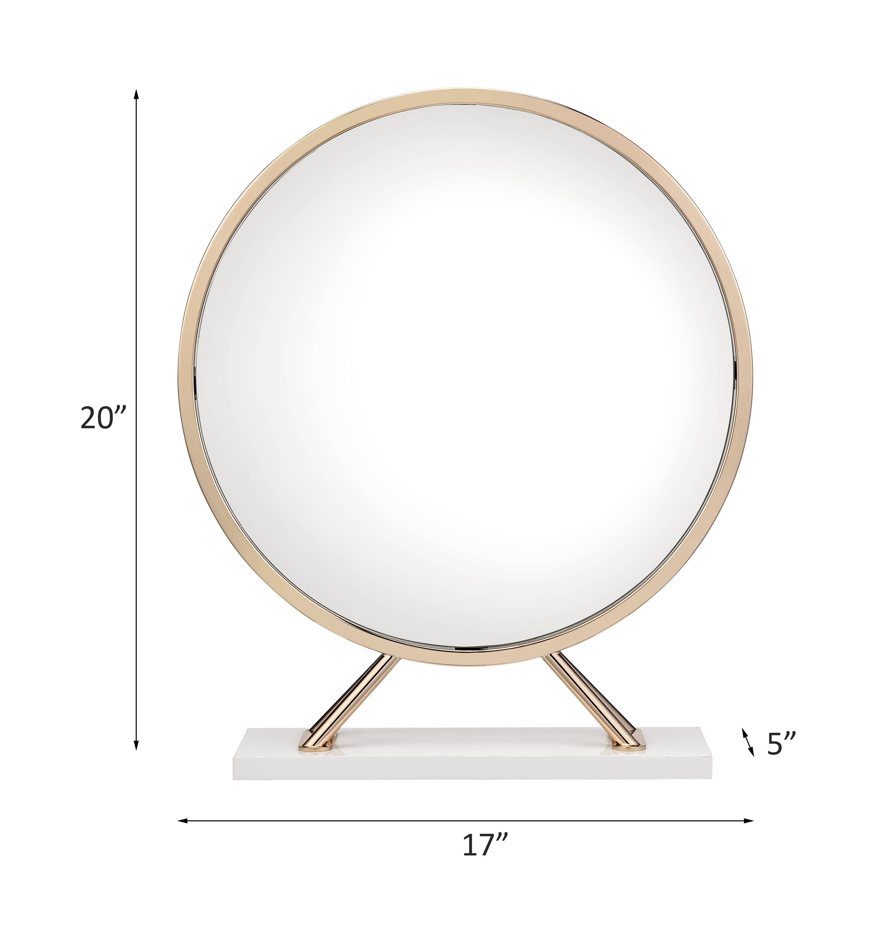 Midriaks - Mirror & Stool - Synthetic Leather , White & Gold, white, view 3