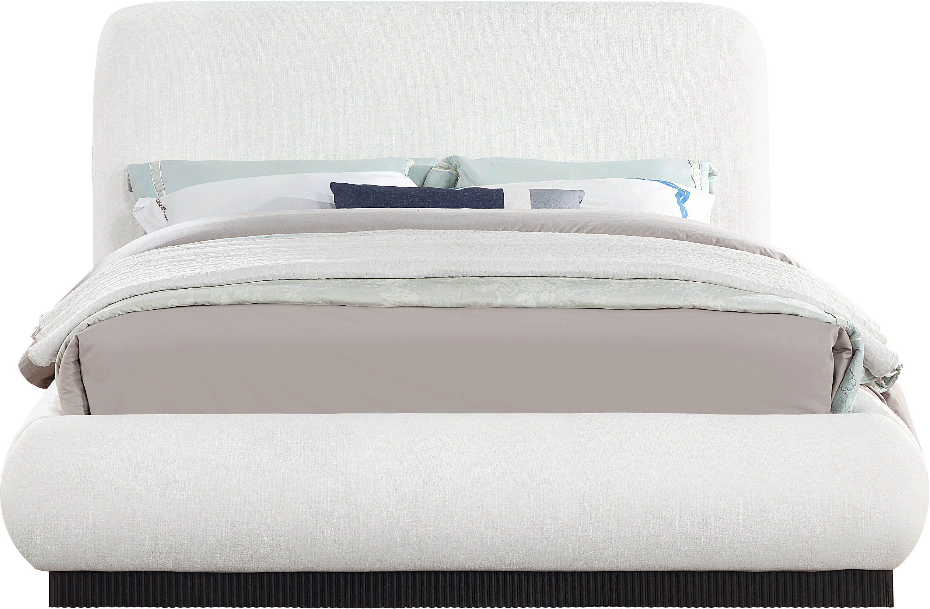 Rigby - Linen King Bed With Black Base - Cream