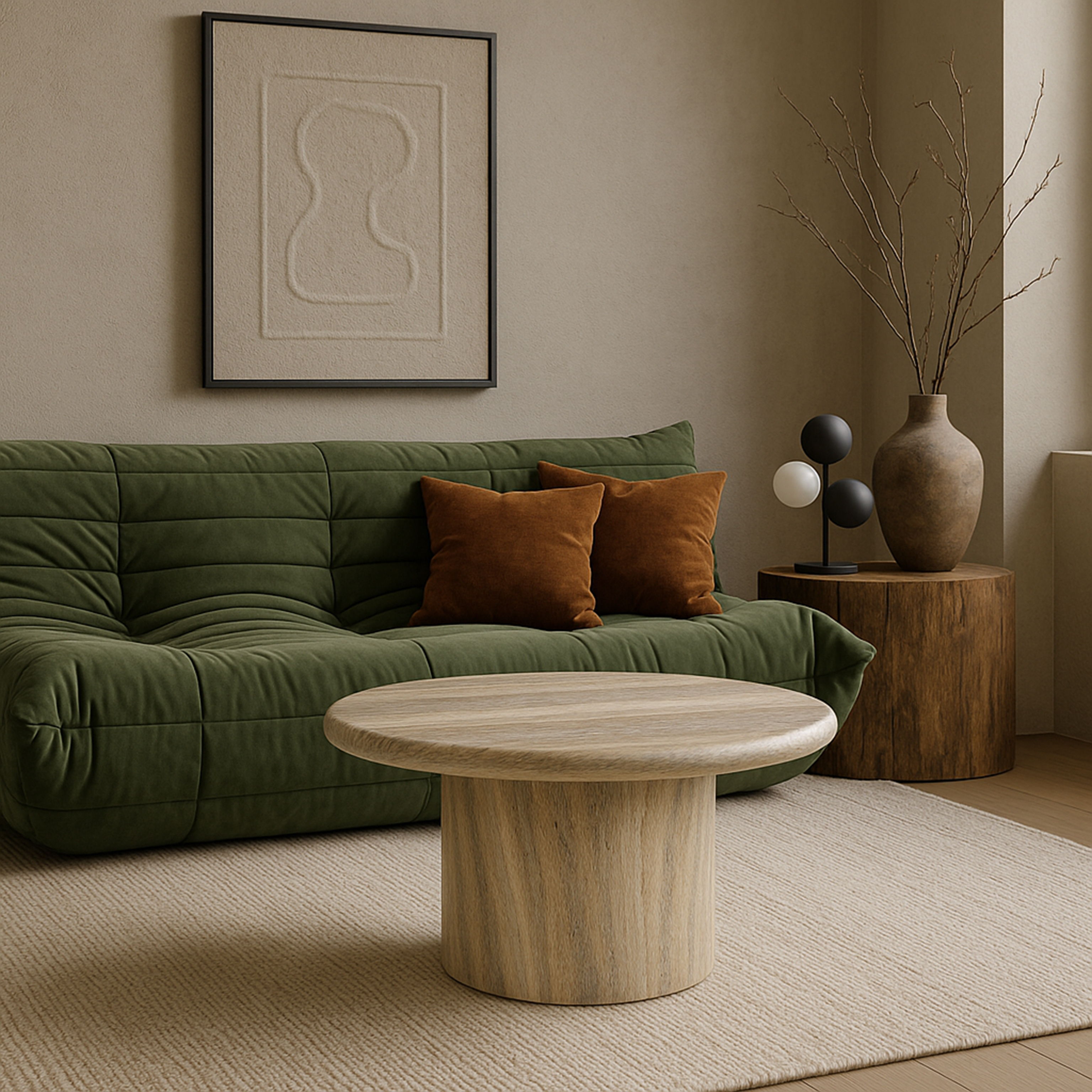 Emara - 14" Concrete And Fiberglass Indoor / Outdoor Coffee Table - Natural