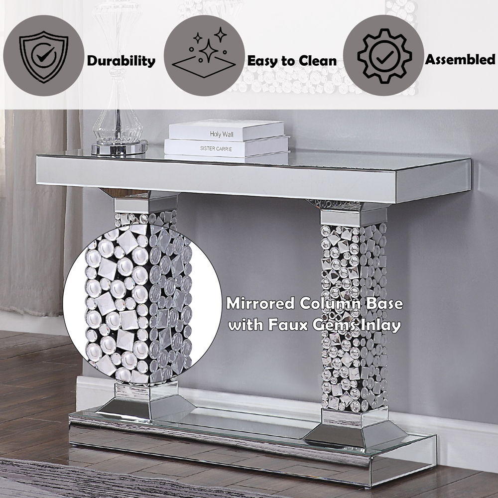 Kachina - Console Table - Mirrored & Faux Gems, silver, view 7