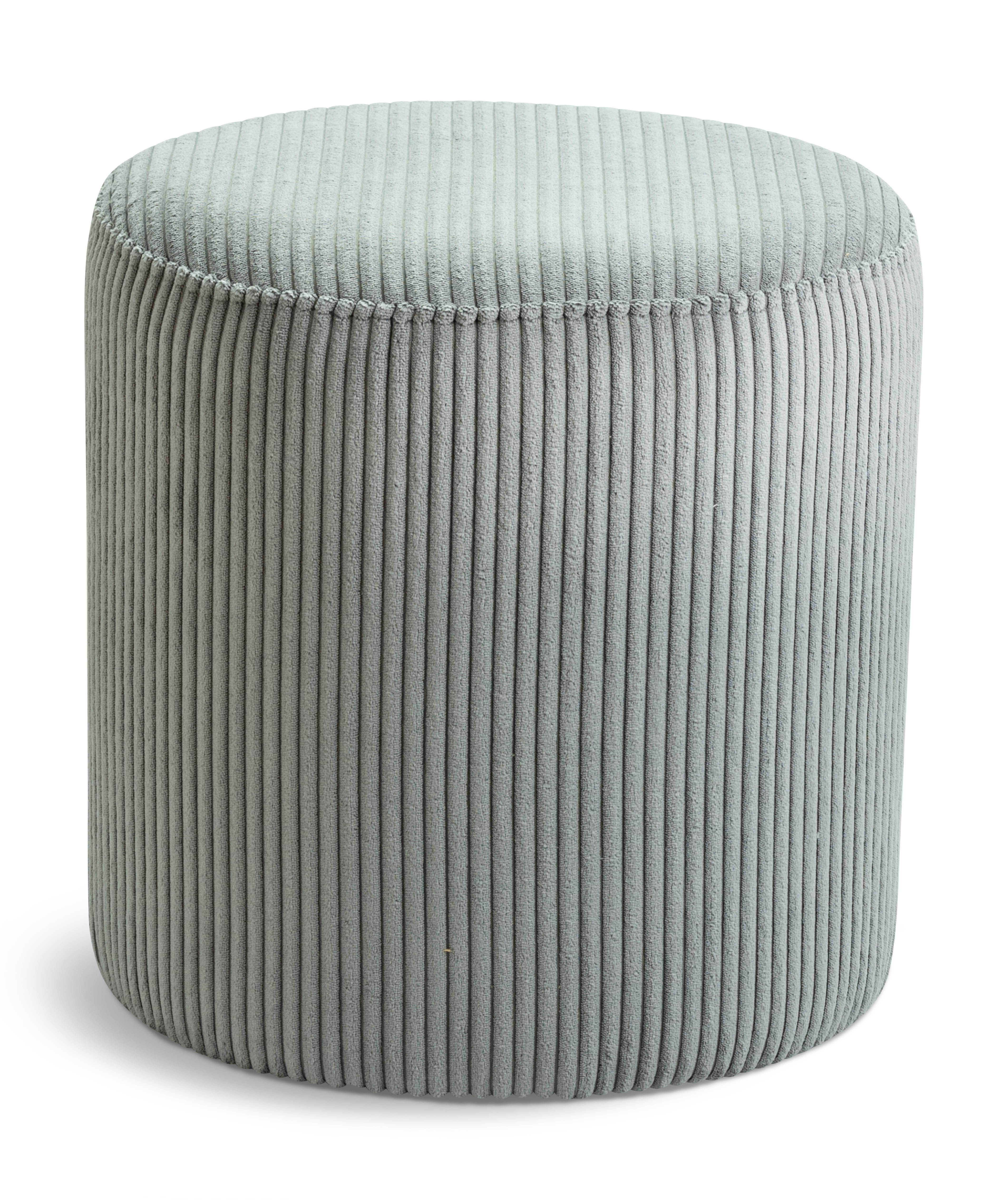 Roy - Round Microsuede Ottoman / Stool - Gray