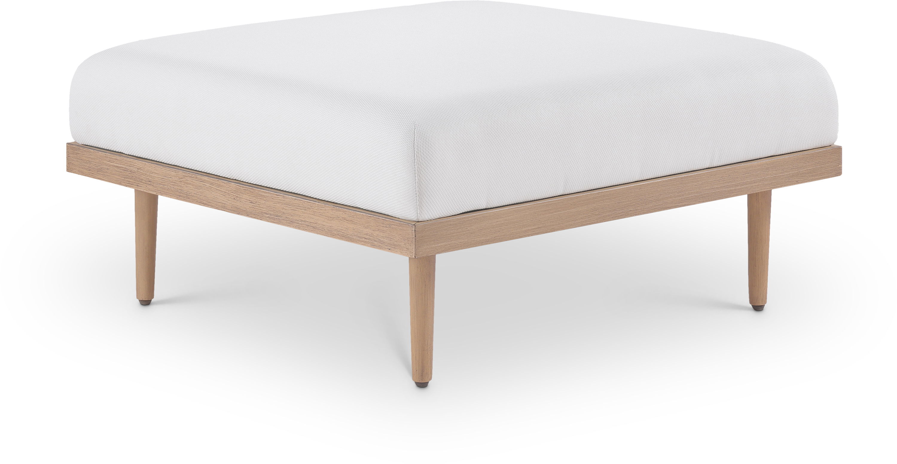 Laguna - Resilient Water Resistant Fabric Upholstered Outdoor Patio Ottoman - Cream