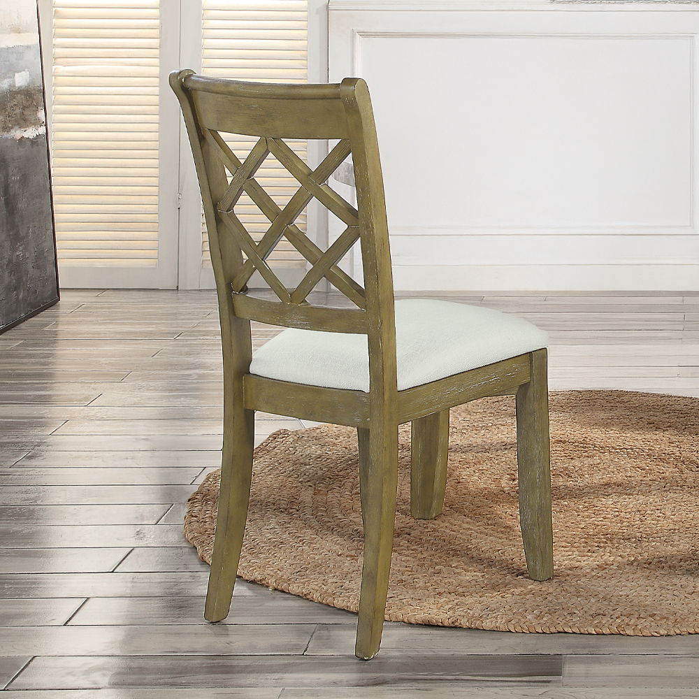 Karsen - Side Chair (Set of 2) - Beige Linen & Rustic Oak, dark brown