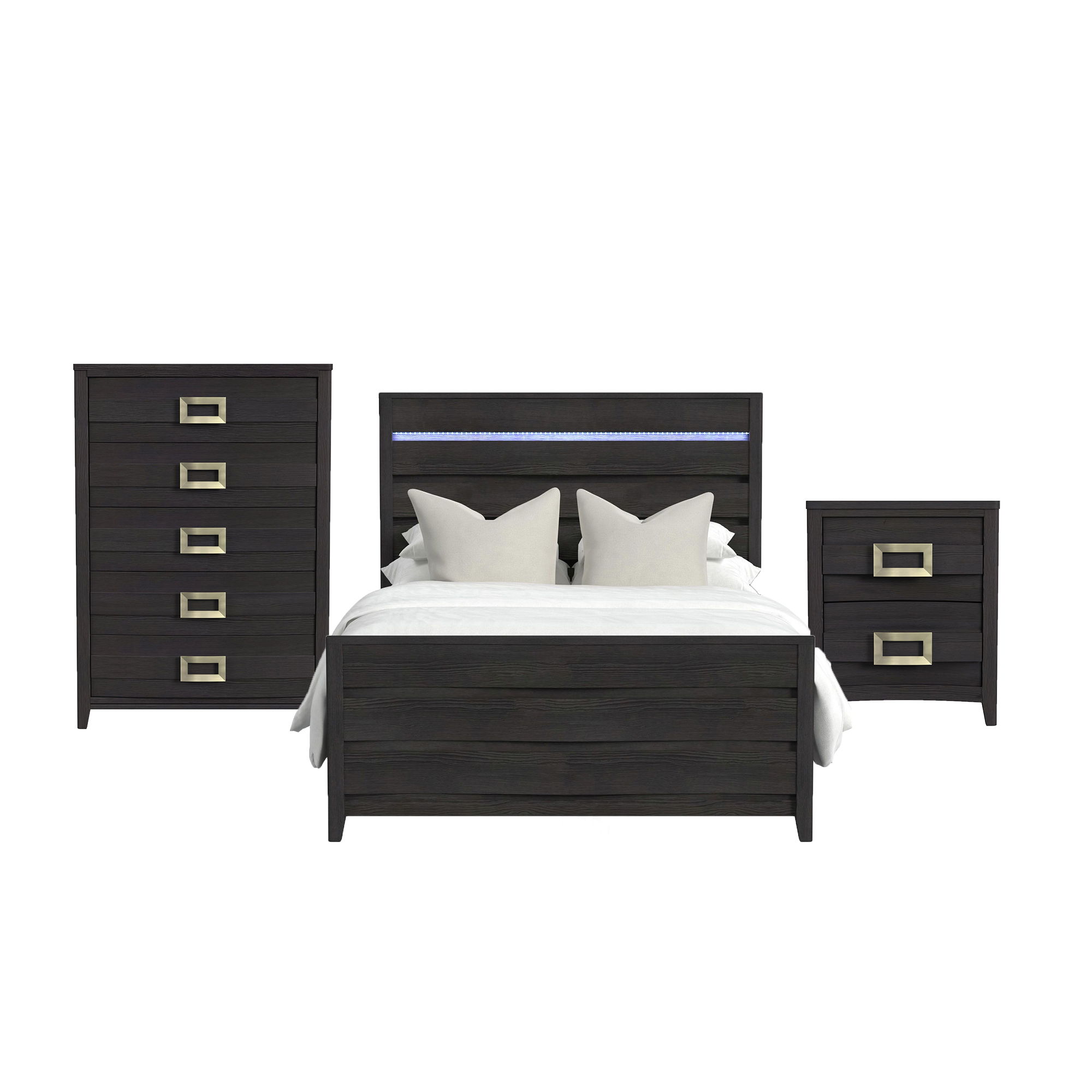Full · 3 Pc · Bedroom Set With LED