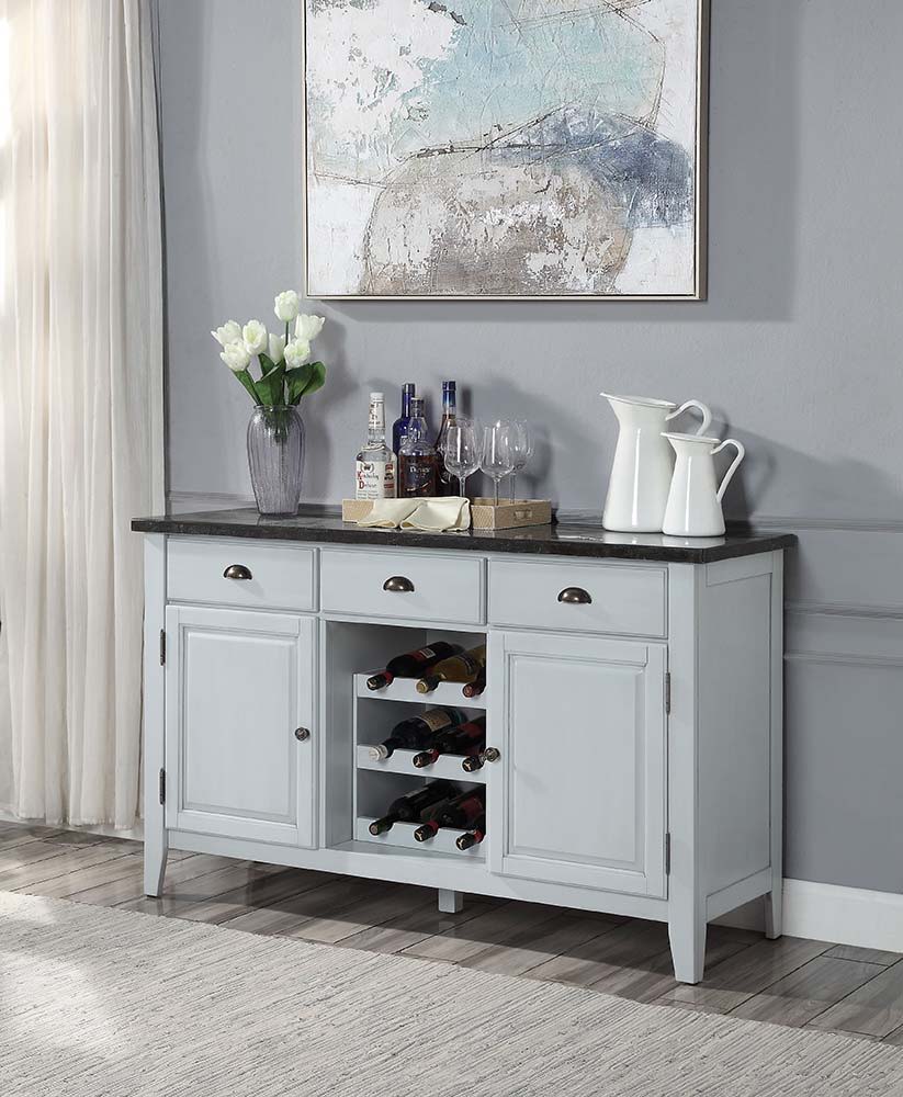 Lanton - Server - Natural Marble & Antique White, white