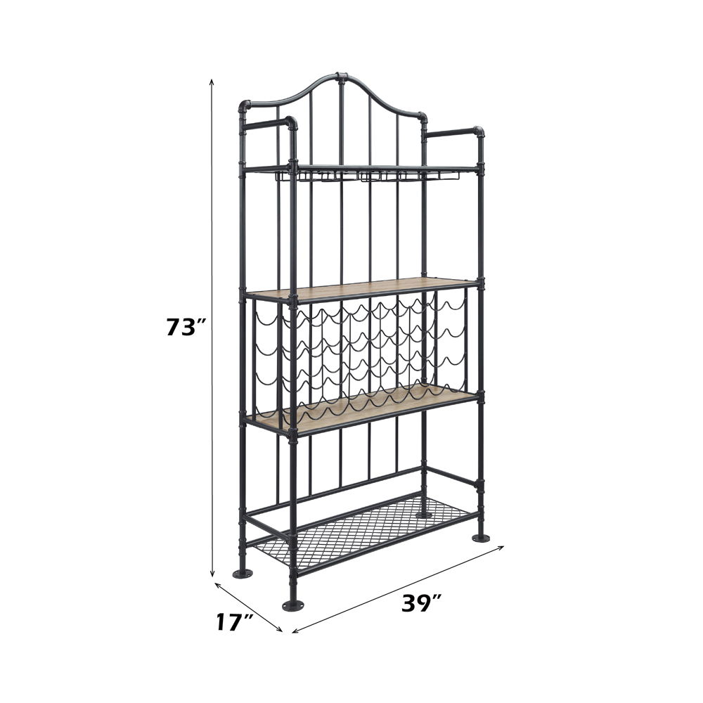Edina - Wine Rack - Oak & Sandy Black, light brown, view 2