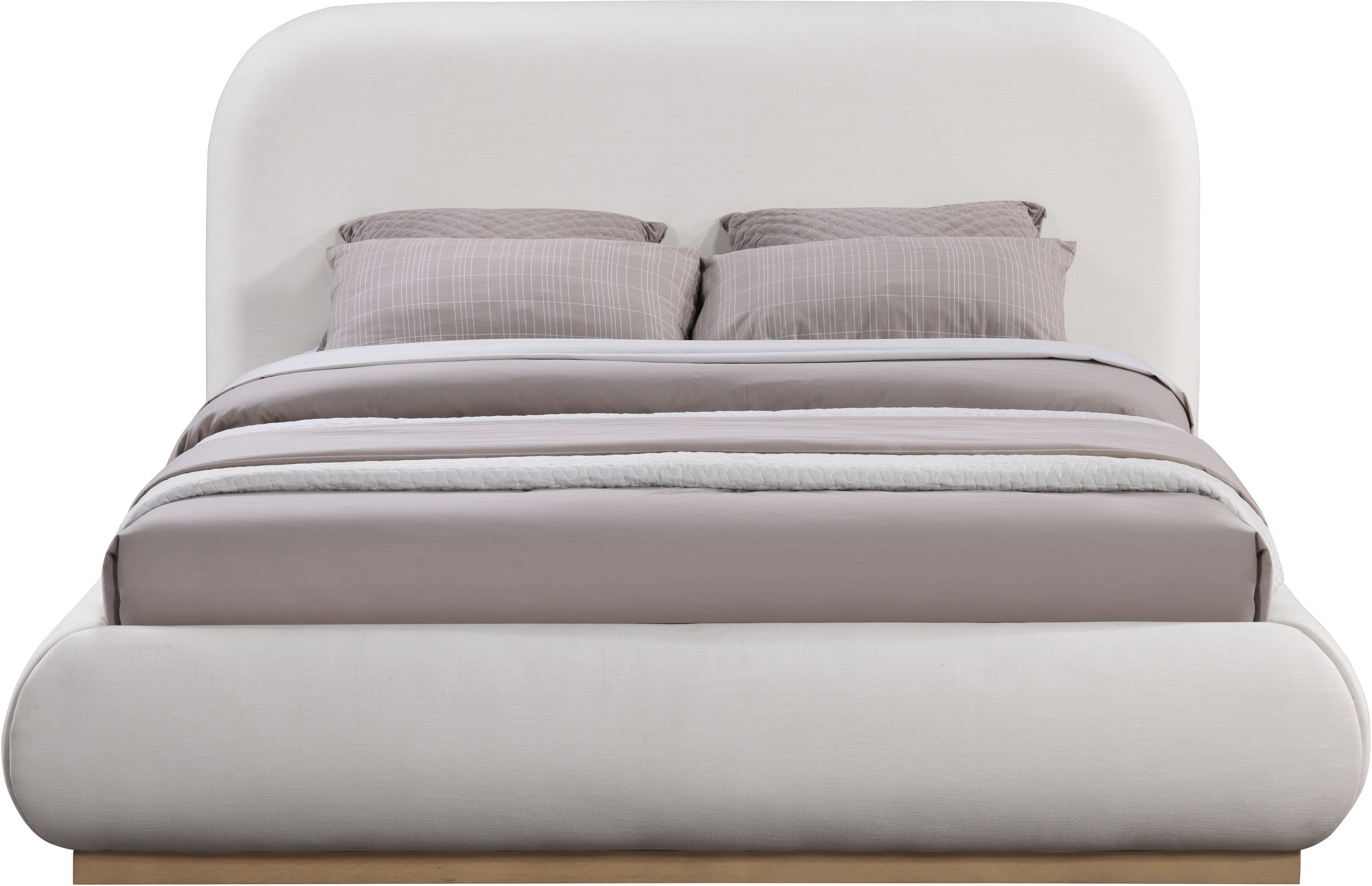 Vaughn - Linen Full Bed With Natural Base - Cream