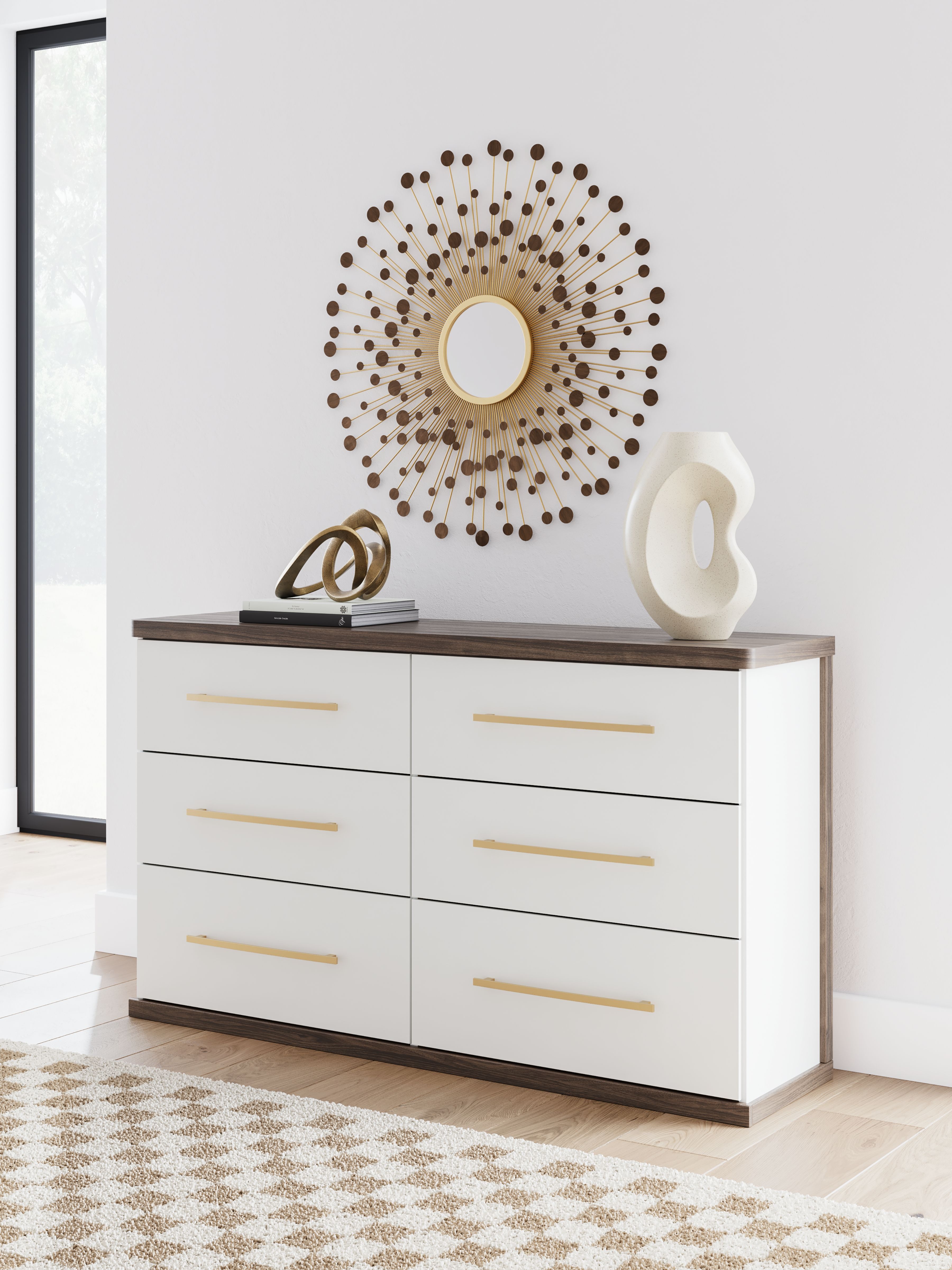 Kendanport - Six Drawer Dresser - Brown / White