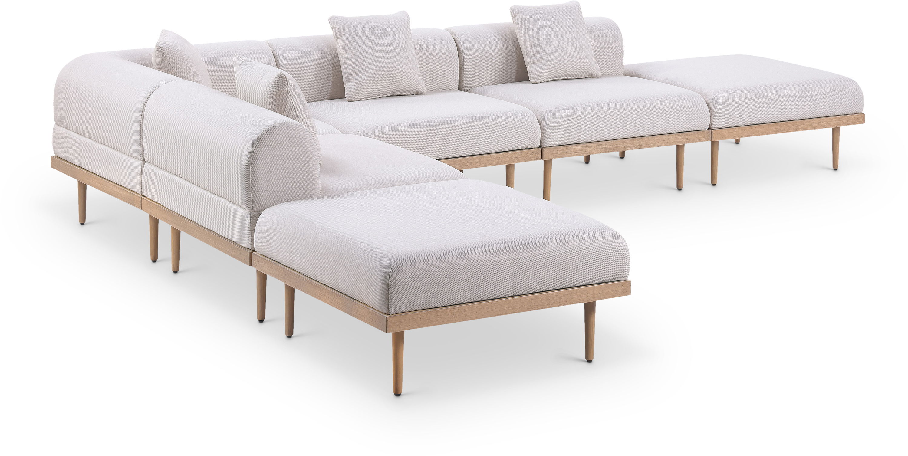 6 Pc · Water Resistant Fabric 142" Upholstered Outdoor Patio Modular Sectional