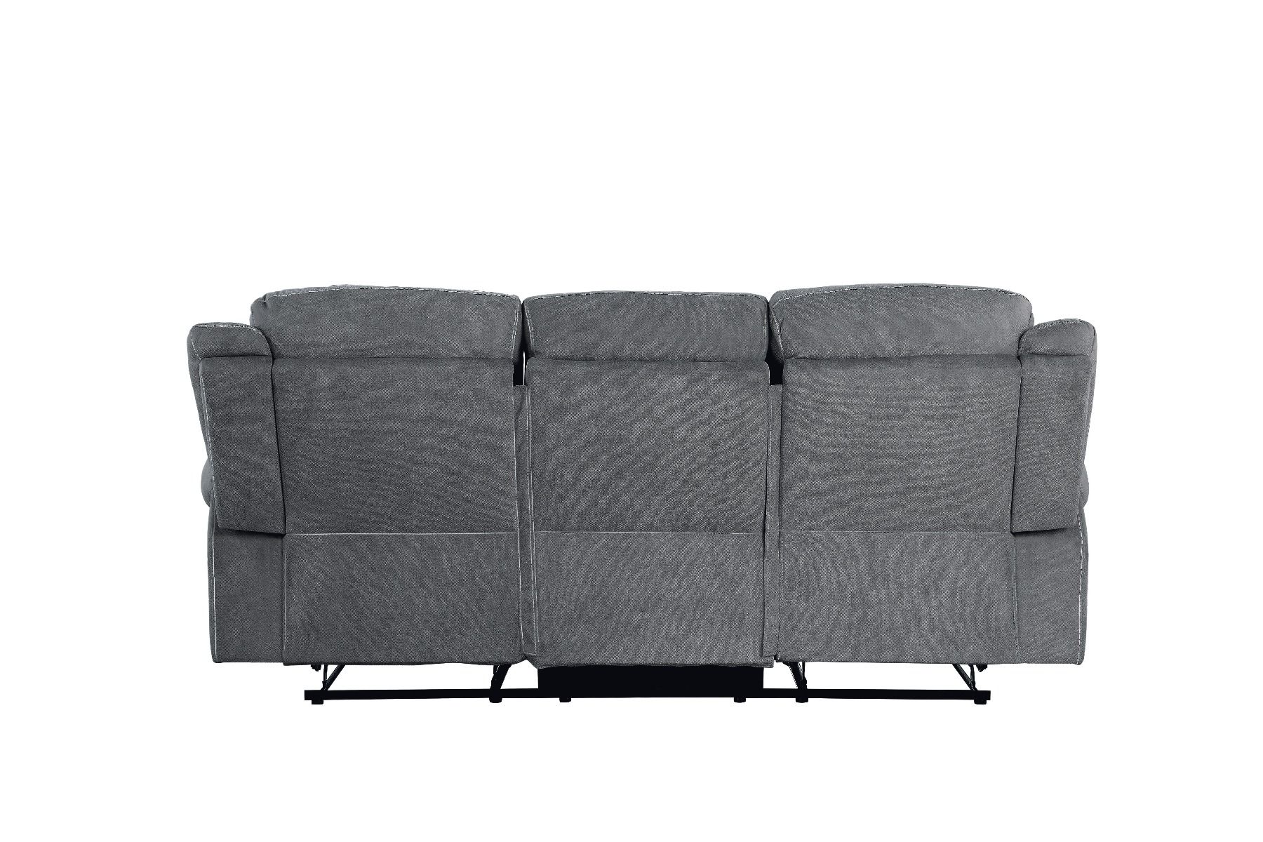 Zubaida - Motion Sofa & Console With USB - Two Tone Gray Velvet, dark gray, view 5
