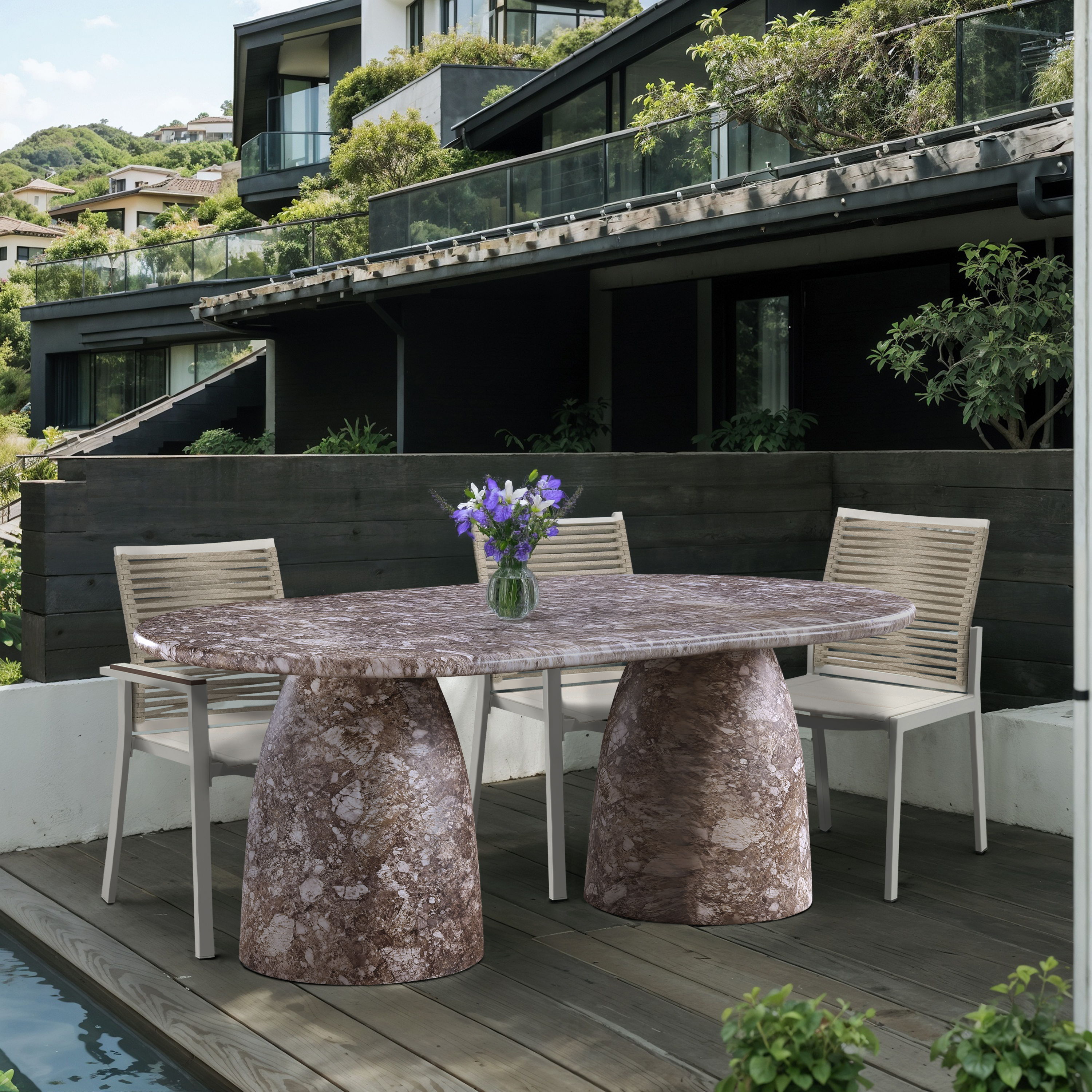 Cosenza - 78" Marble Finish Concrete Dining Table - Brown