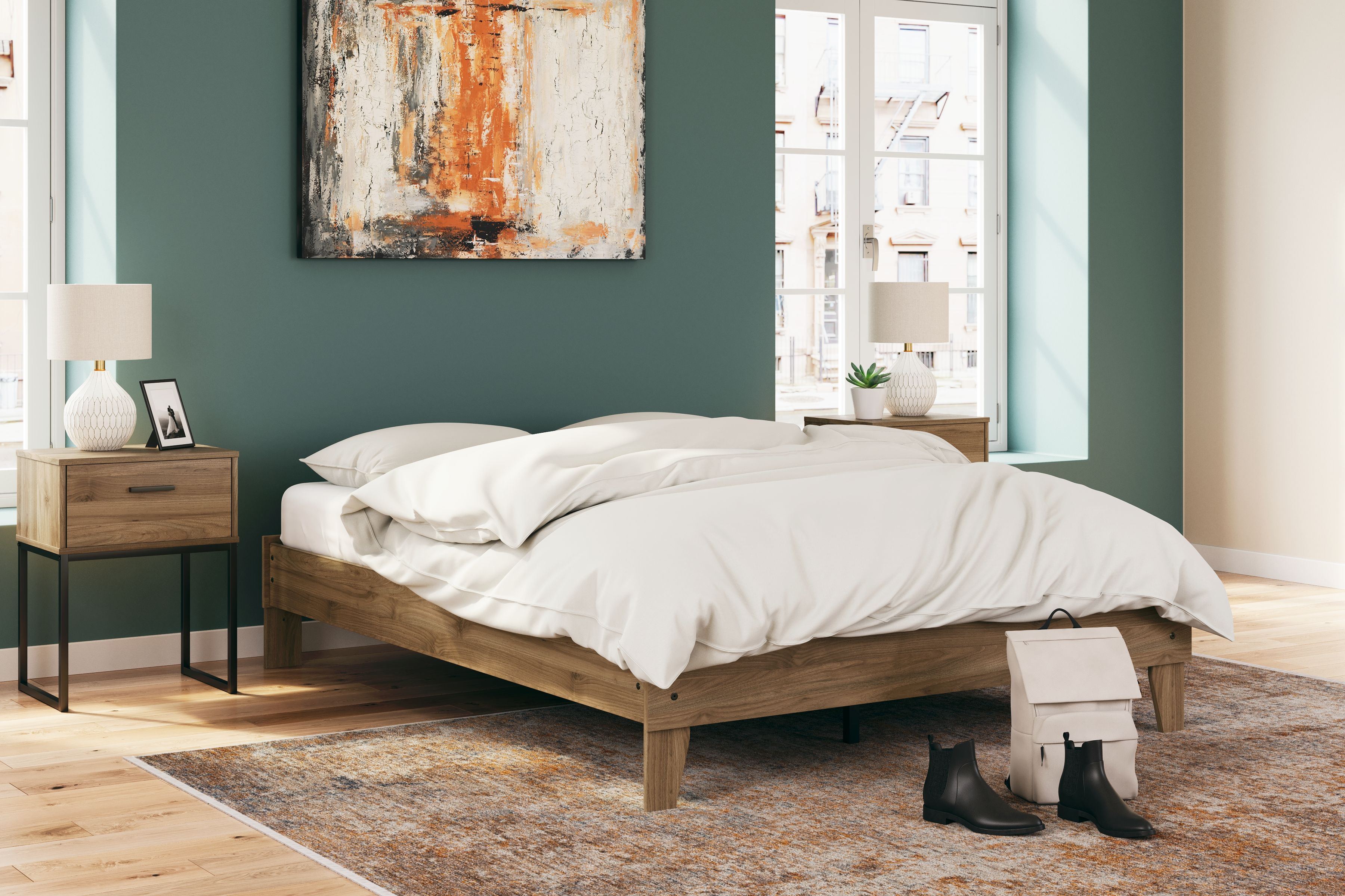 Deanlow - Queen Platform Bed - Honey
