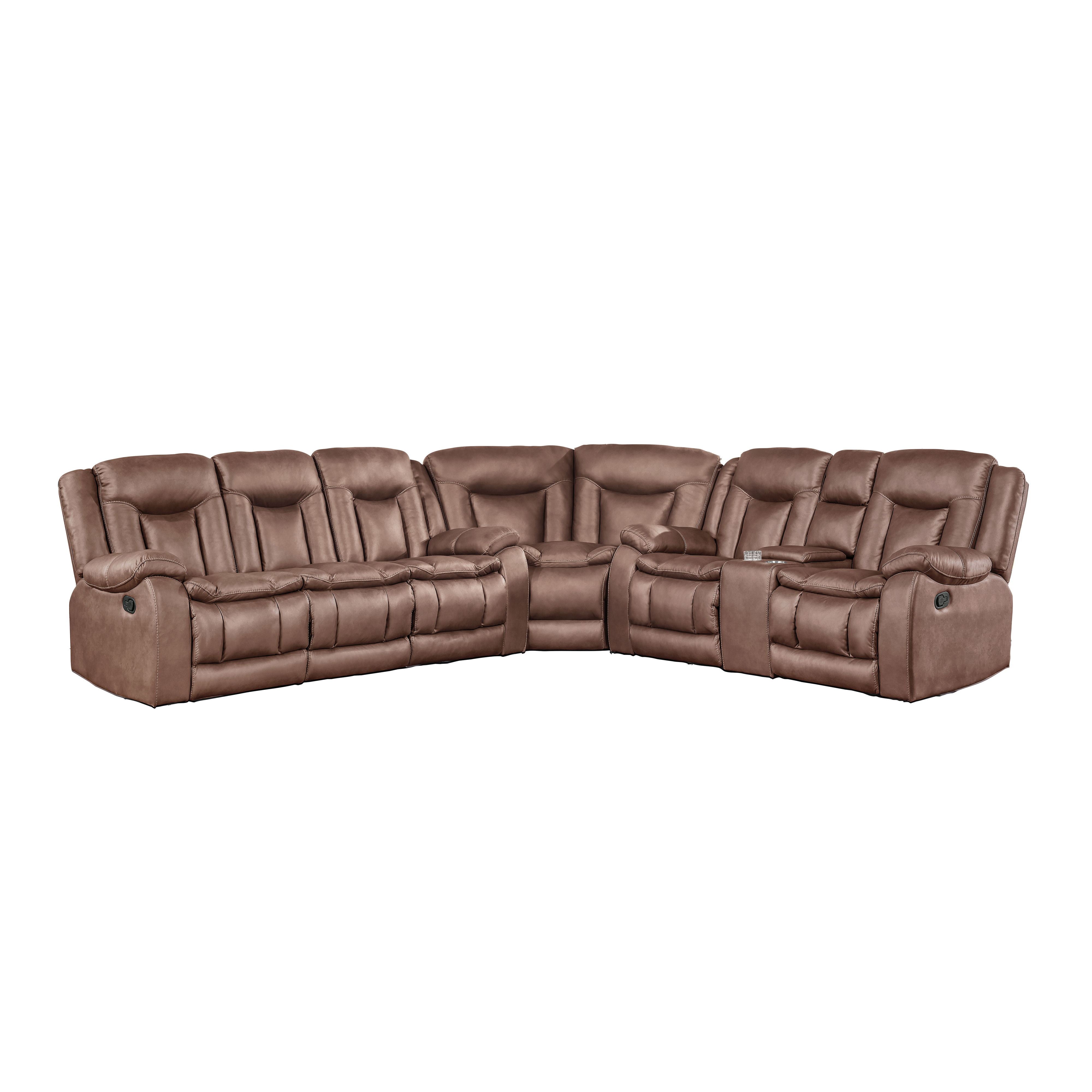 Morello - 3 Piece Manual Sofa/Loveseat/Wedge - Brown