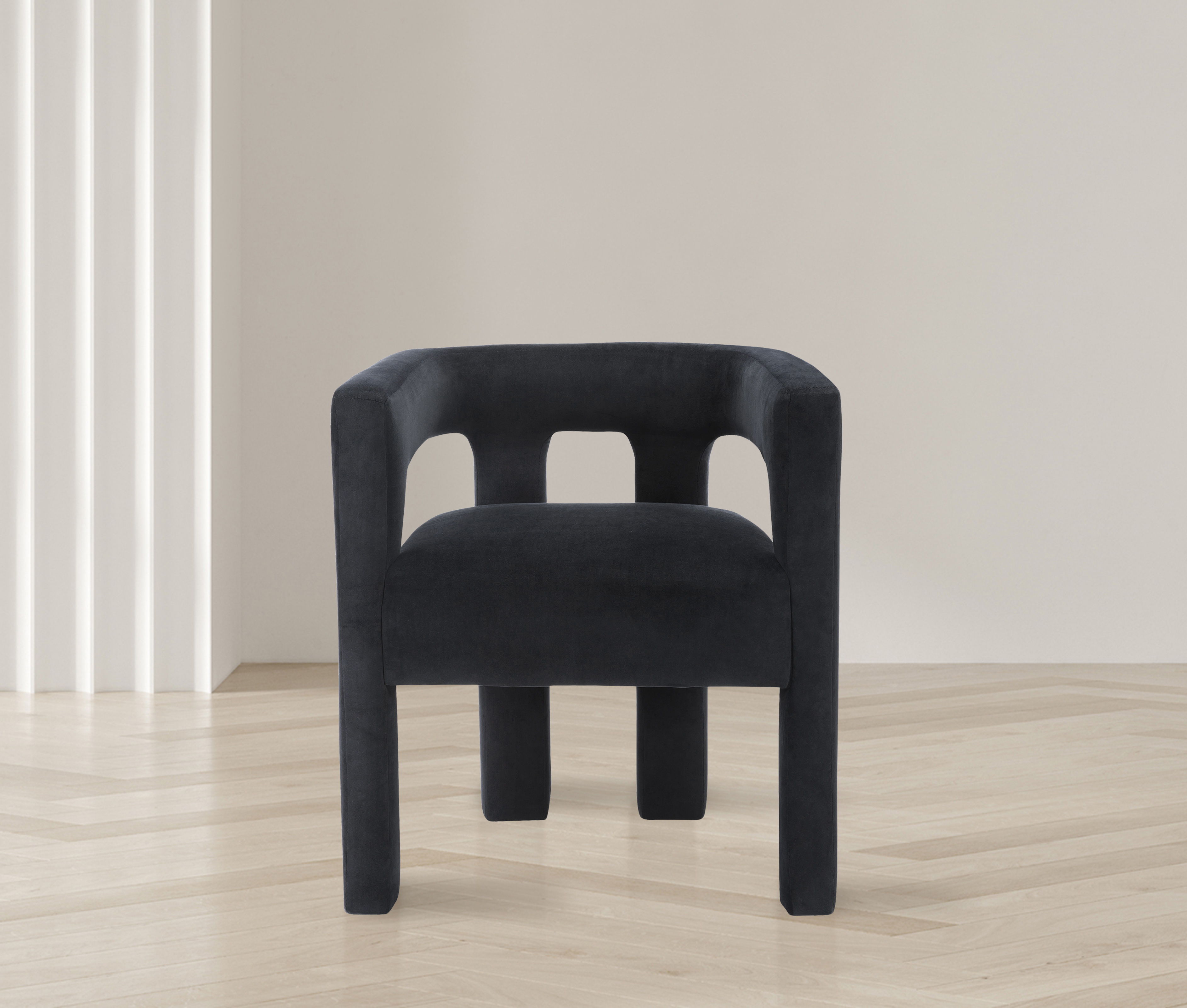 Athena - Velvet Dining Chair - Black