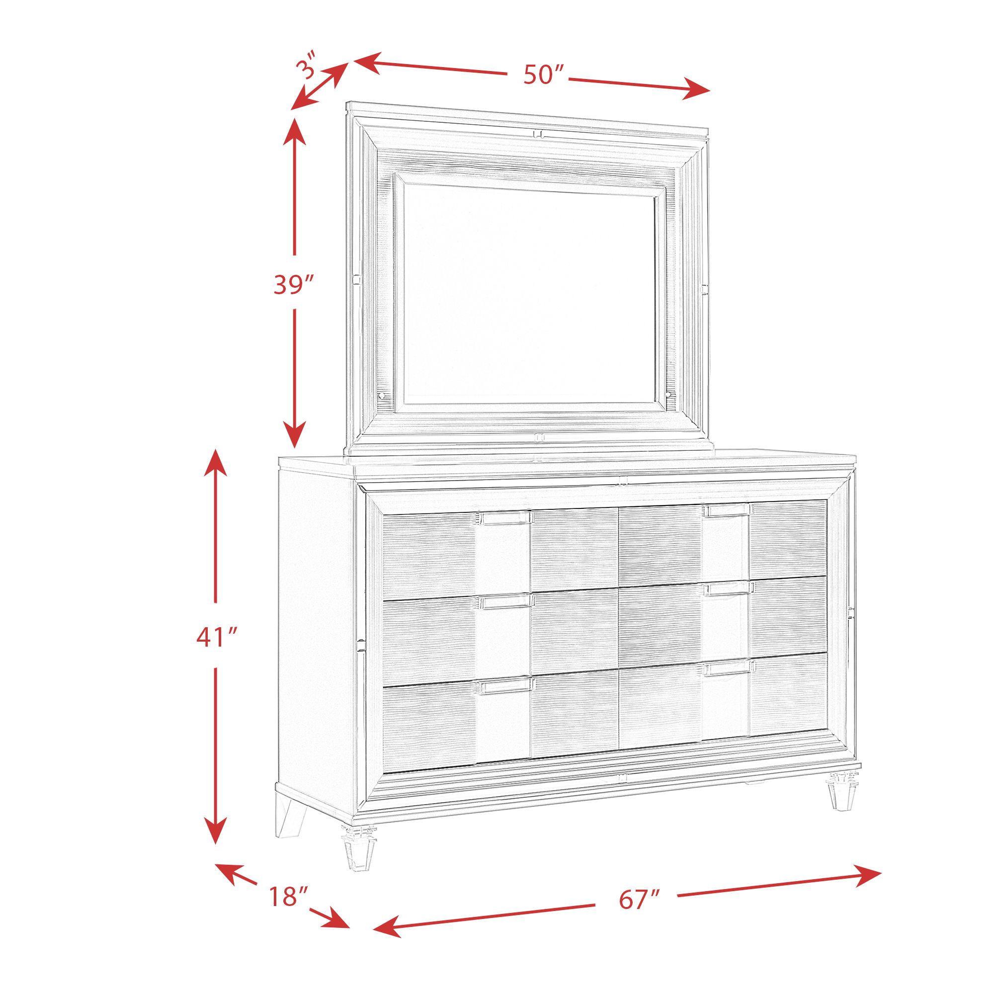 Twenty Nine - Dresser & Mirror Set - White